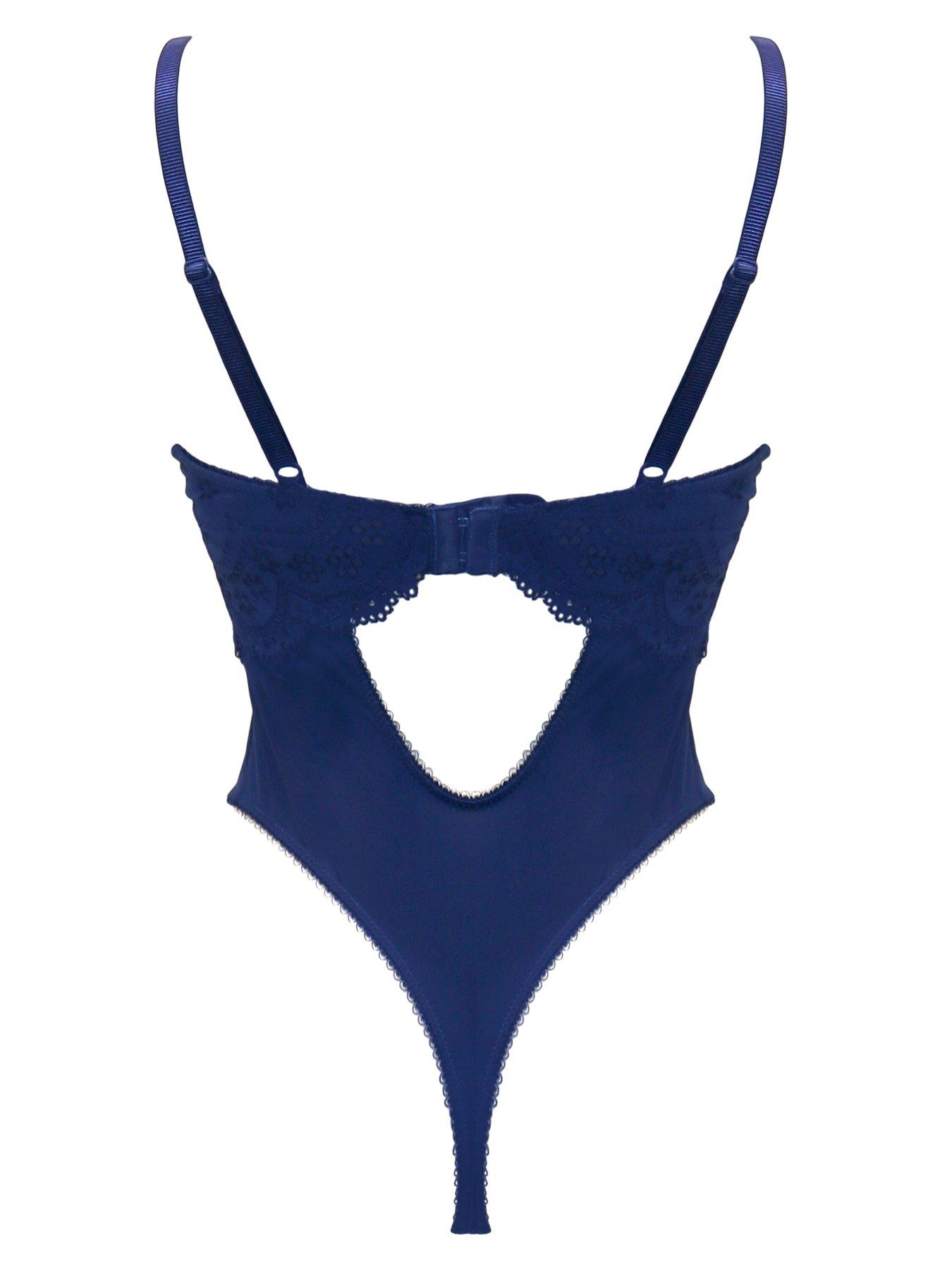 Image 4 of 4 of Pour Moi Swoon Padded Plunge Body - Dark Blue