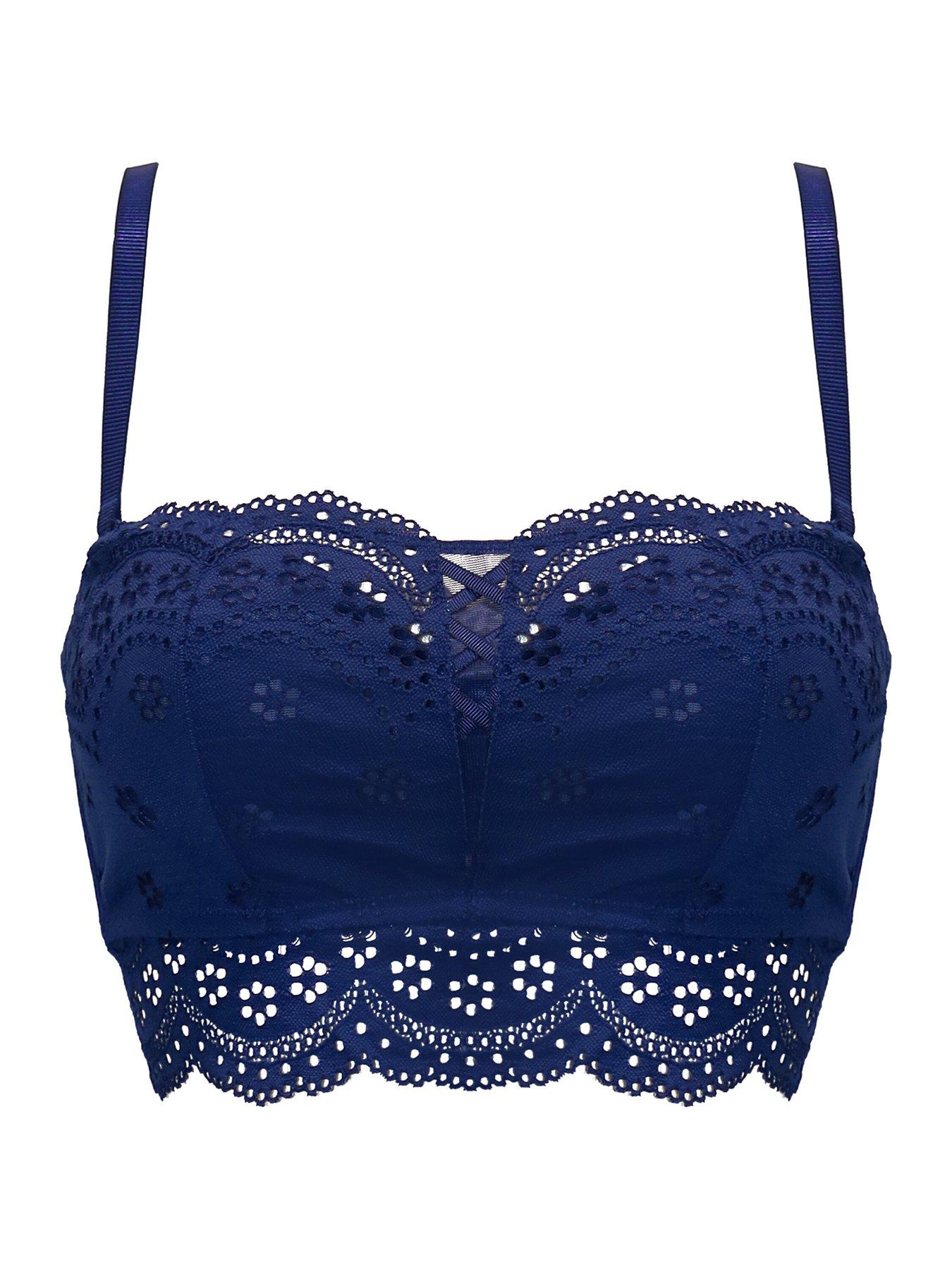  image of pour-moi-swoon-strapless-longline-bra-dark-blue