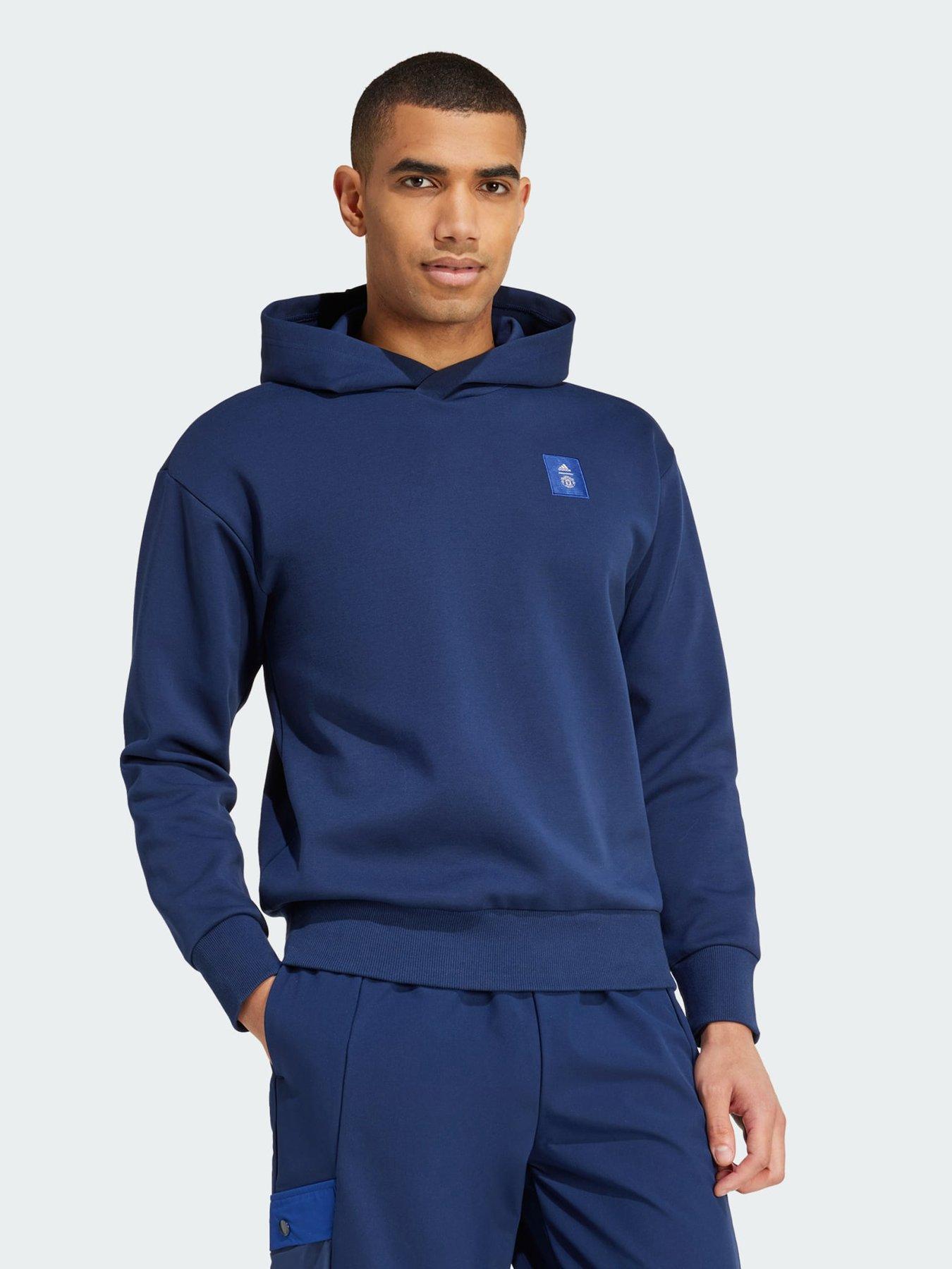 adidas Originals Manchester United Seasonal Doubleknit Hoodie Blue littlewoods