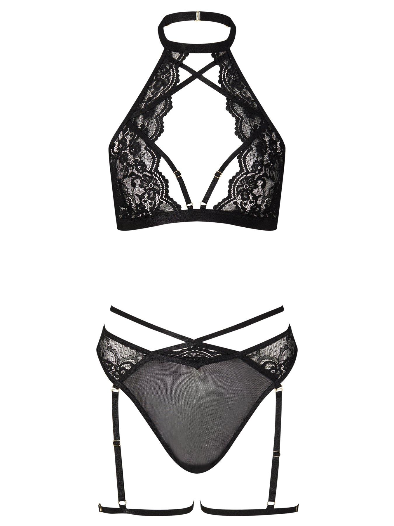  image of ann-summers-rosella-crotchless-set-black