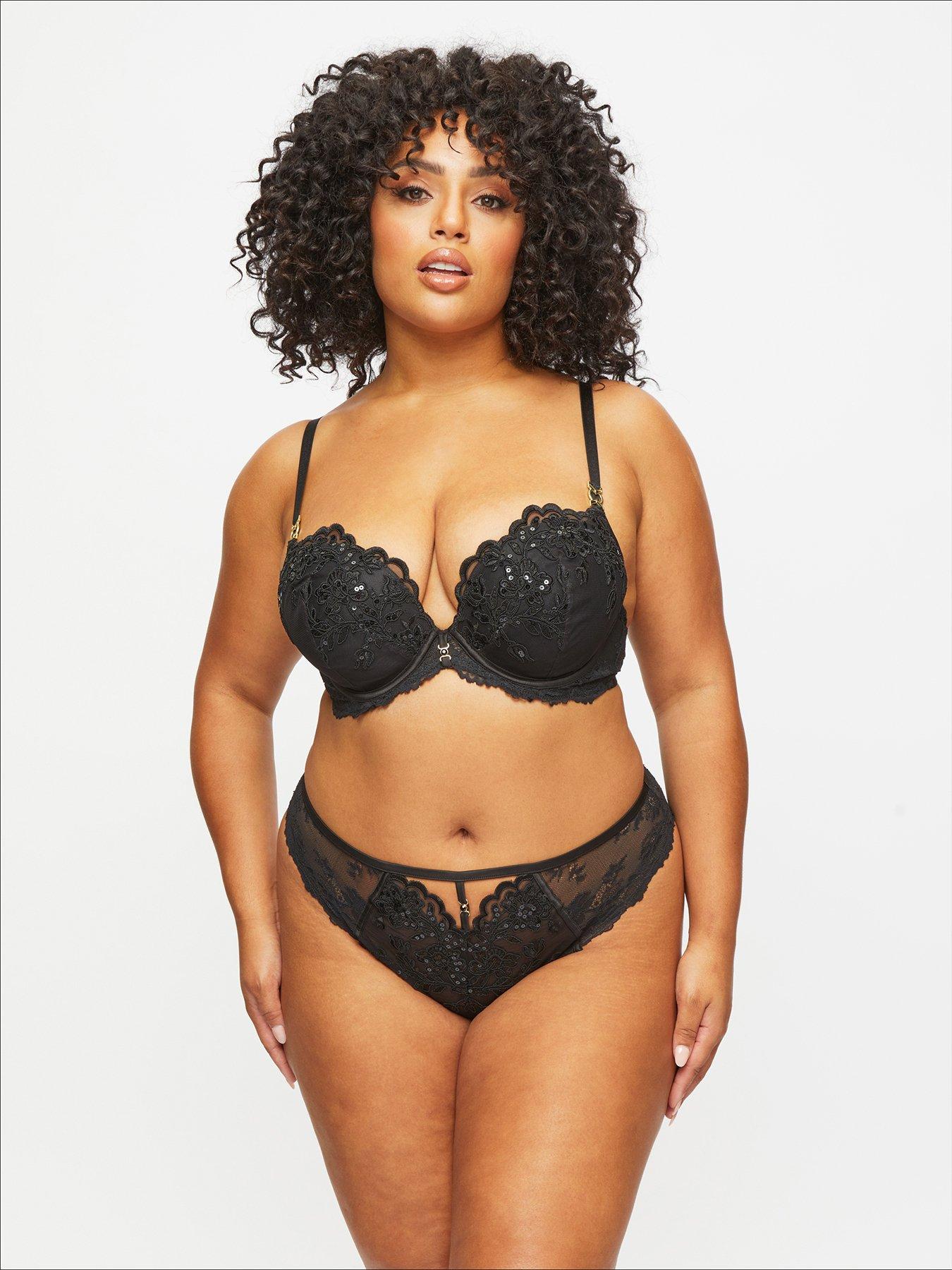  image of ann-summers-icon-fuller-bust-padded-plunge-bra-black
