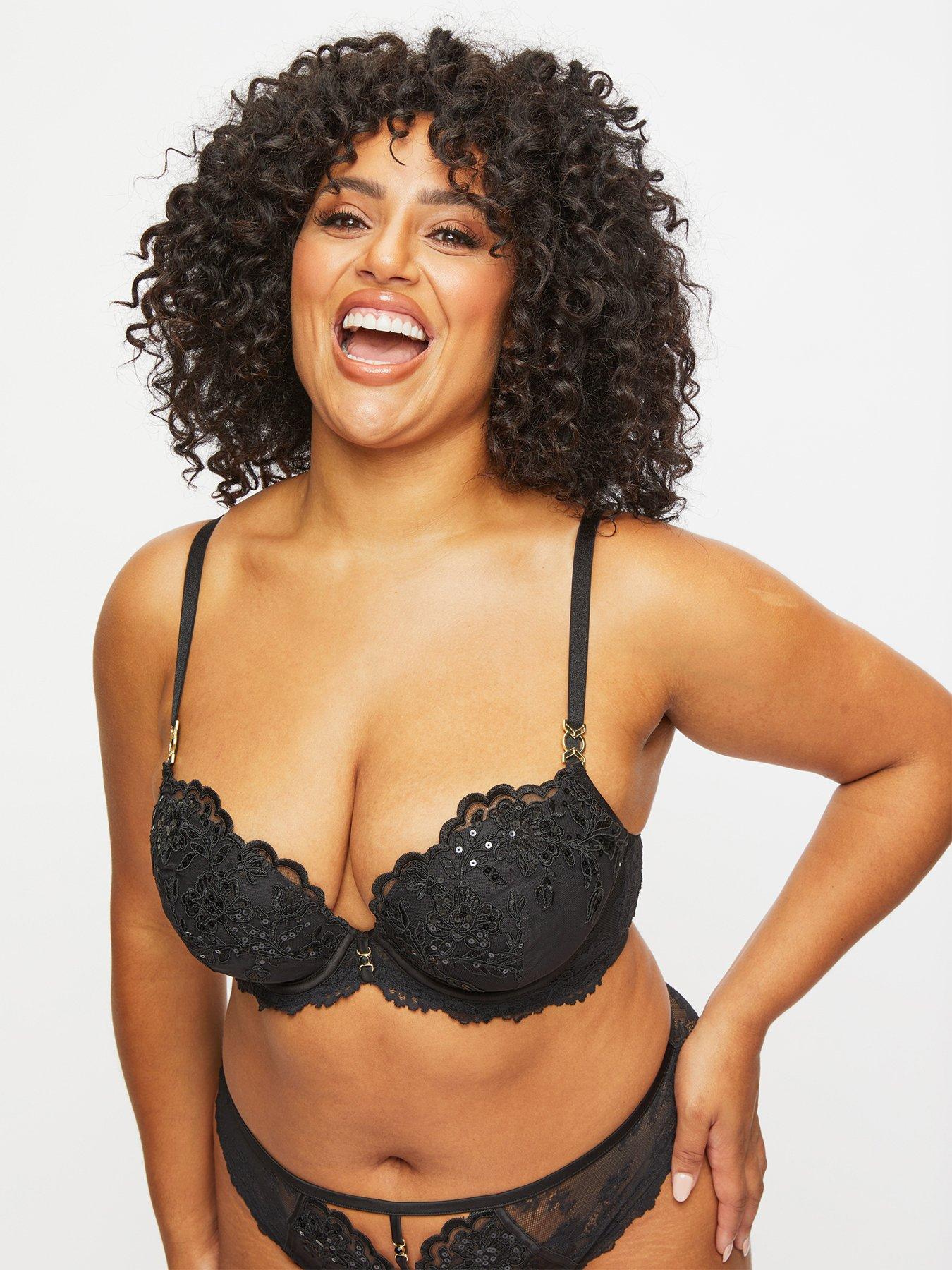  image of ann-summers-icon-fuller-bust-padded-plunge-bra-black