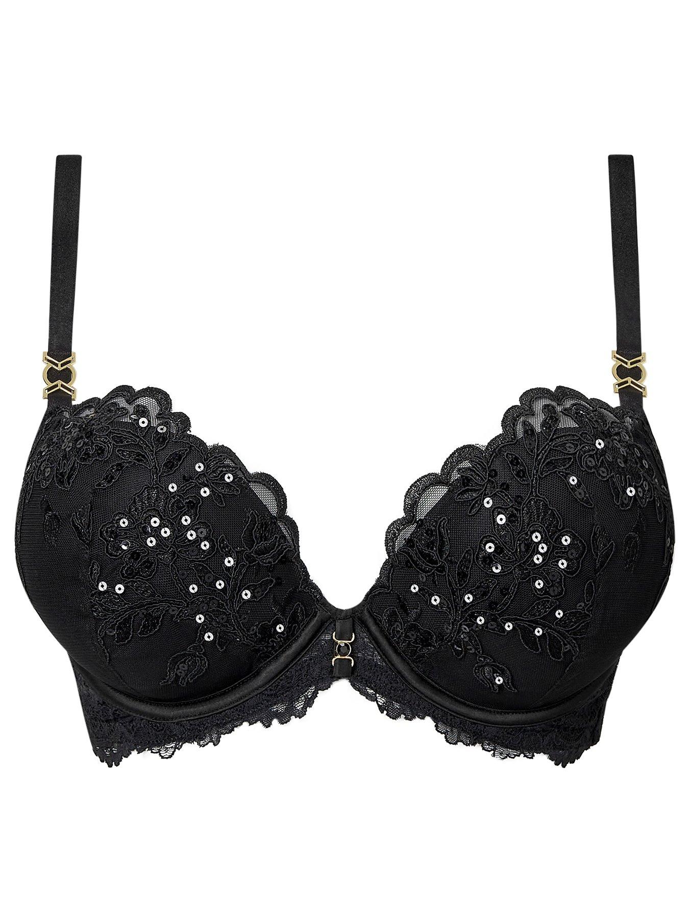  image of ann-summers-icon-fuller-bust-padded-plunge-bra-black