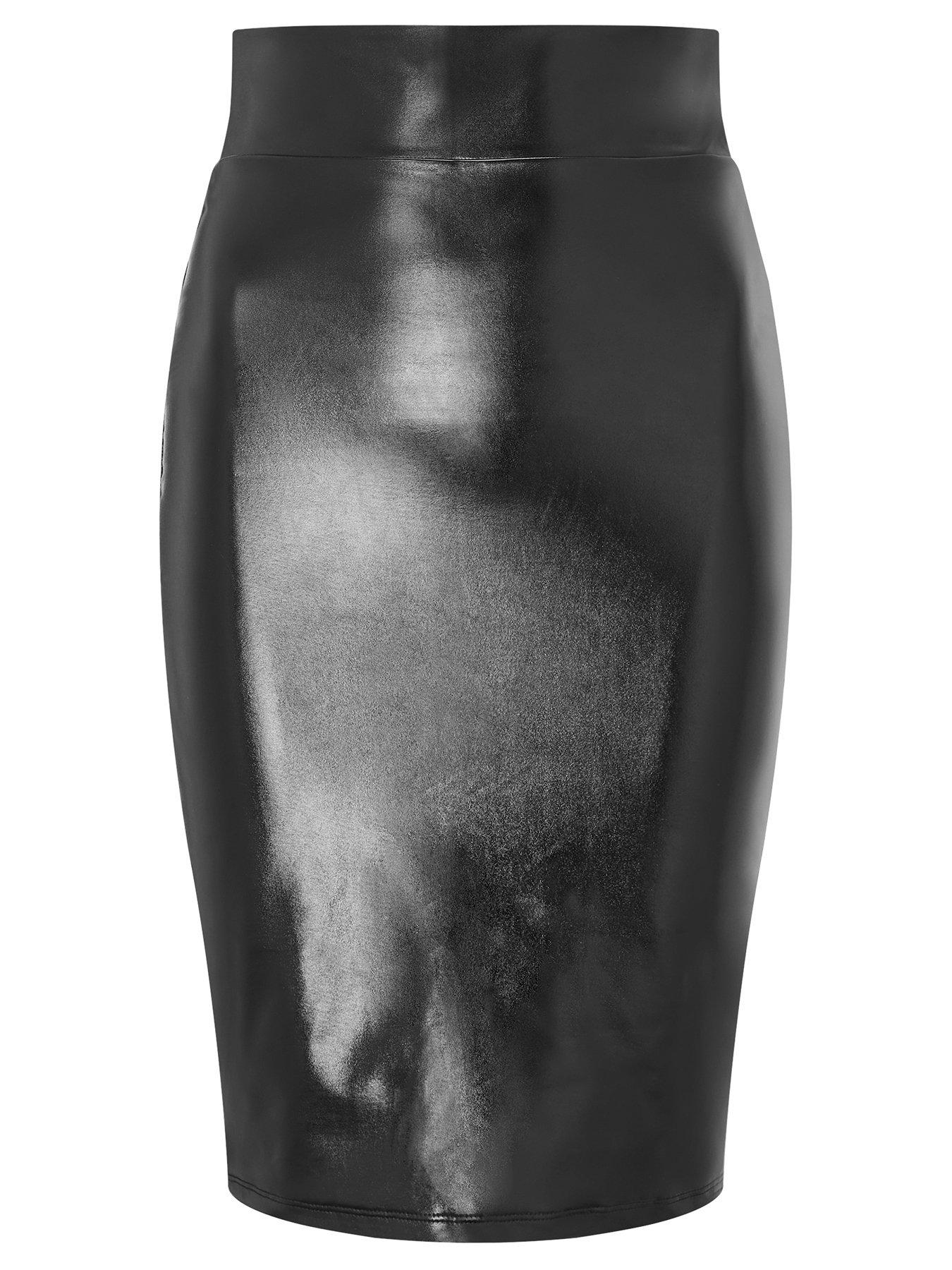 Image 4 of 4 of Ann Summers Zuri Wet Look Skirt - Black