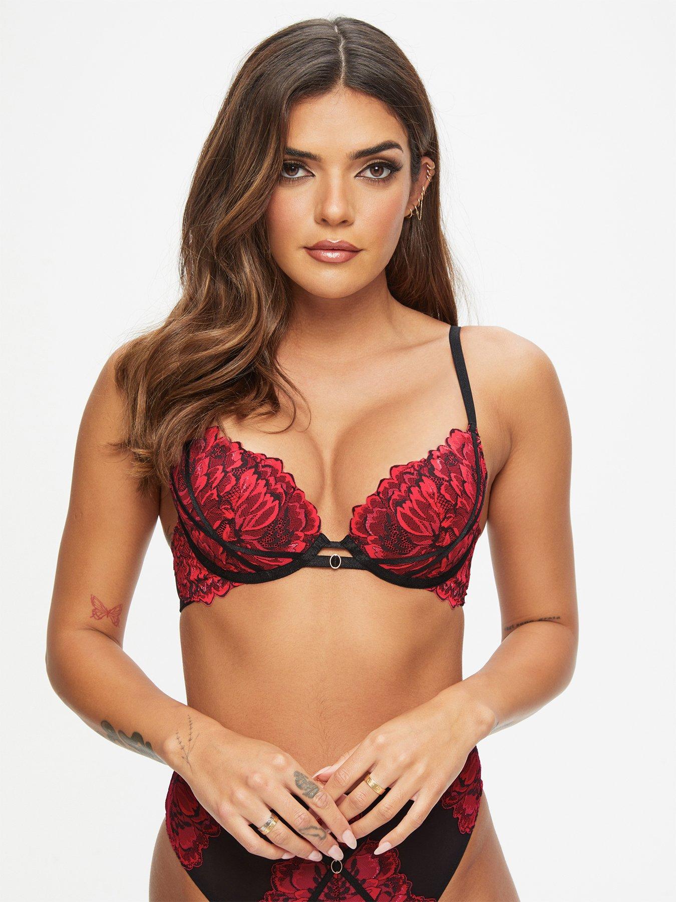  image of ann-summers-nightfall-padded-plunge-bra-blackmulti