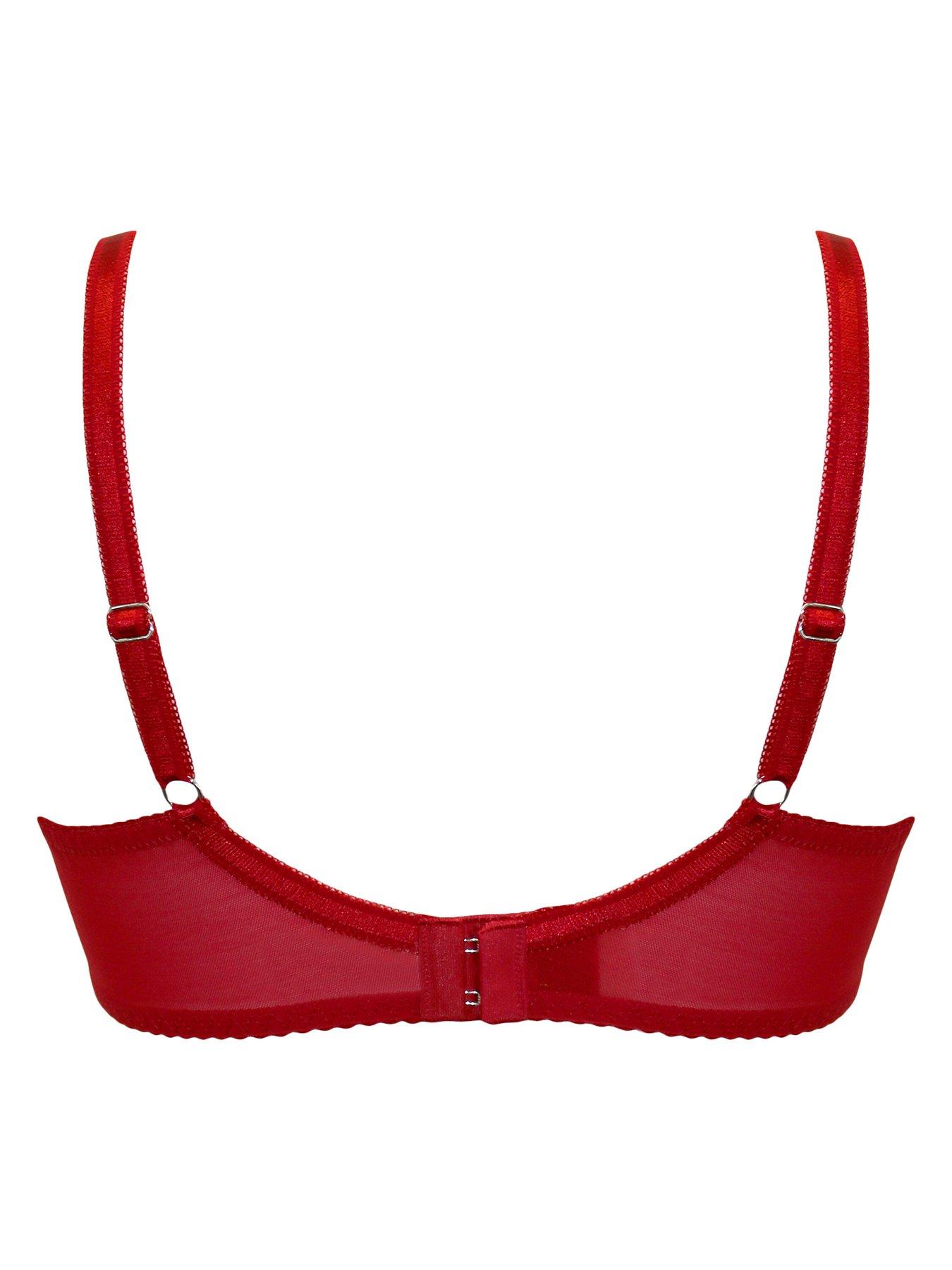  image of pour-moi-fleur-lightly-padded-high-apex-underwired-bra-red