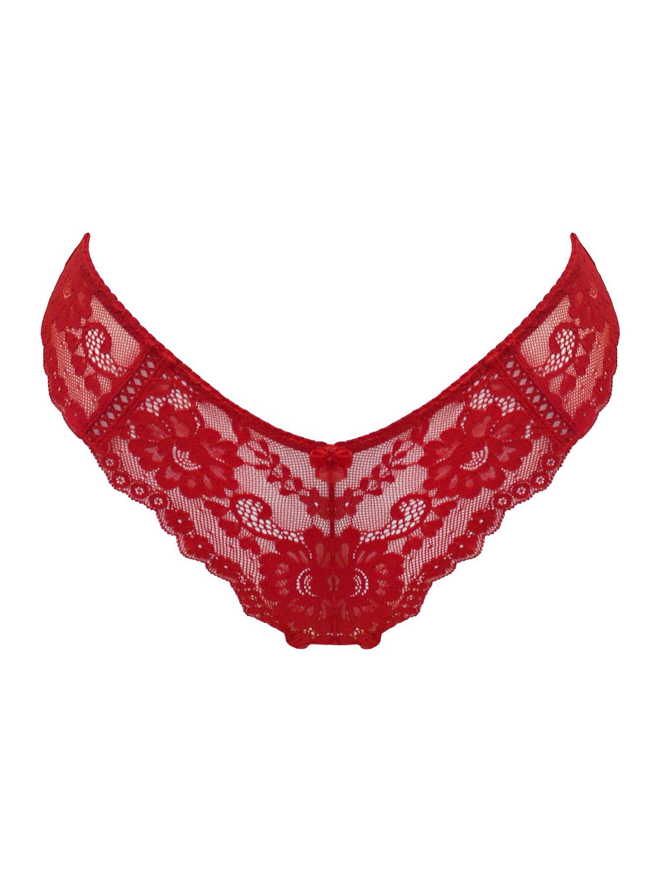 Image 3 of 4 of Pour Moi Fleur Cheeky V-Shaped Brief - Red