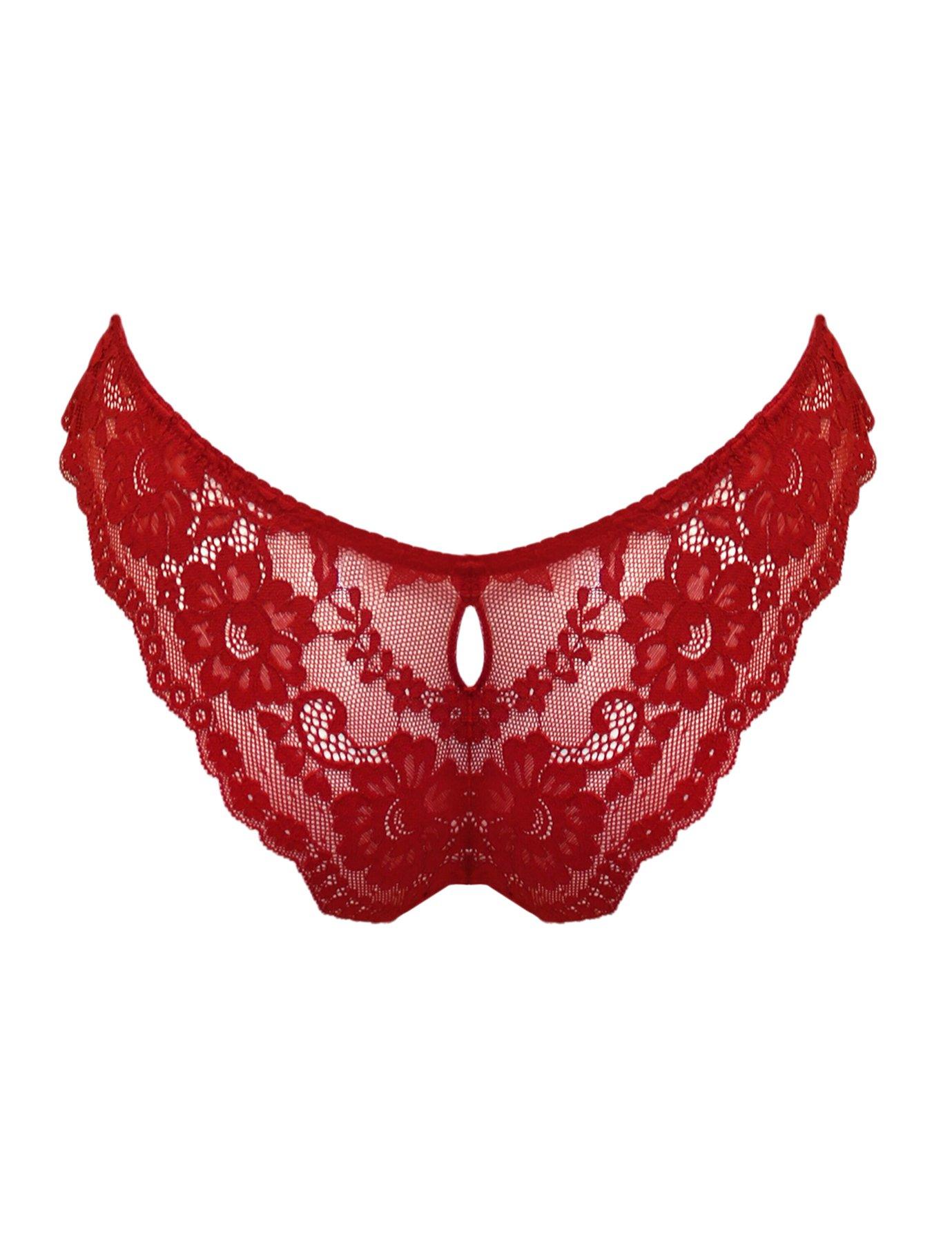 Image 4 of 4 of Pour Moi Fleur Cheeky V-Shaped Brief - Red