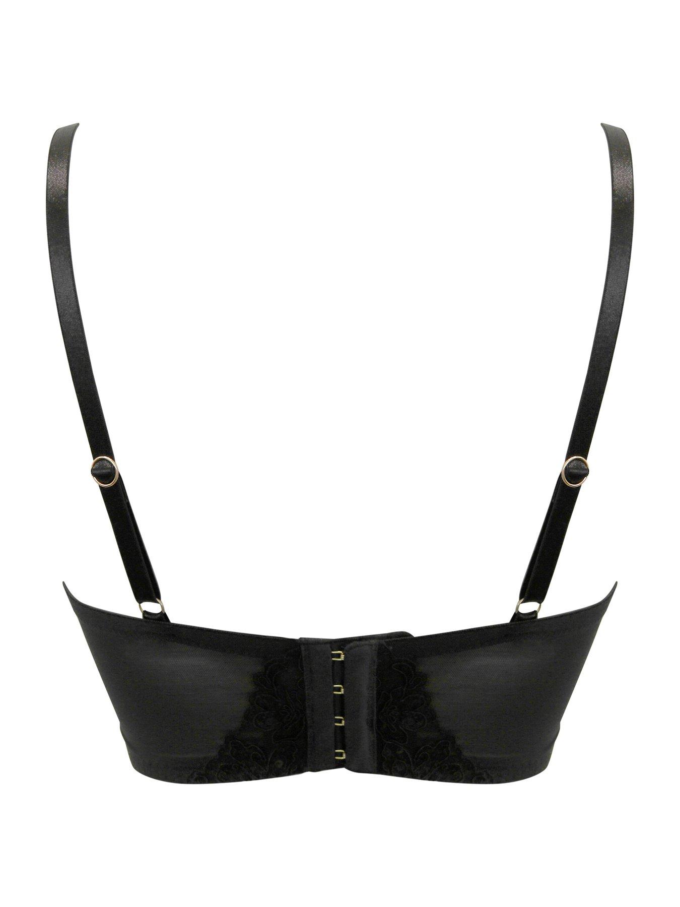  image of pour-moi-intense-sequin-push-up-padded-underwired-longline-bra-black