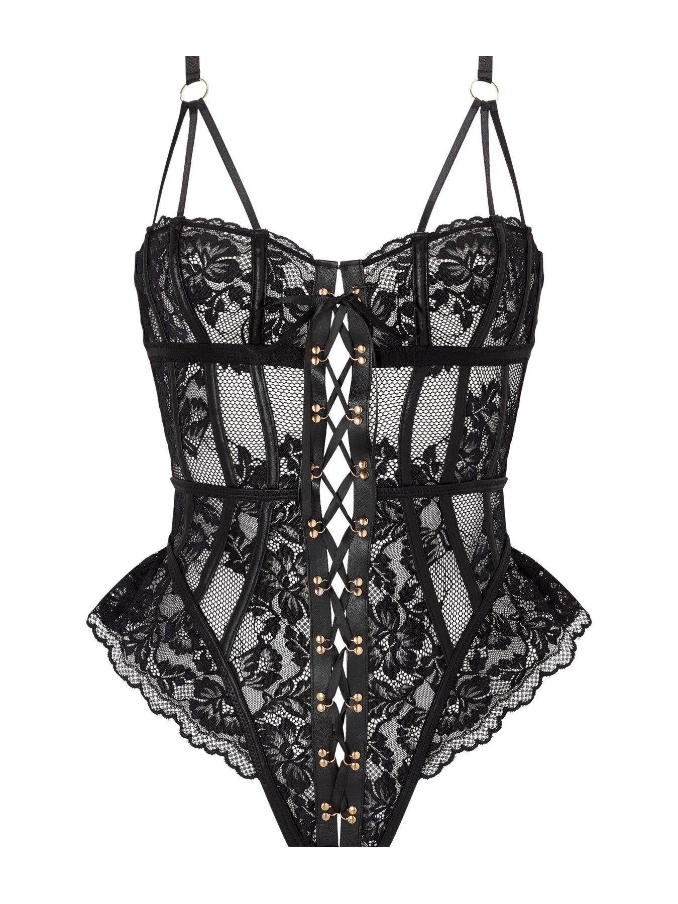 Image 4 of 4 of Ann Summers Boudoir Tease Crotchless Teddy - Black