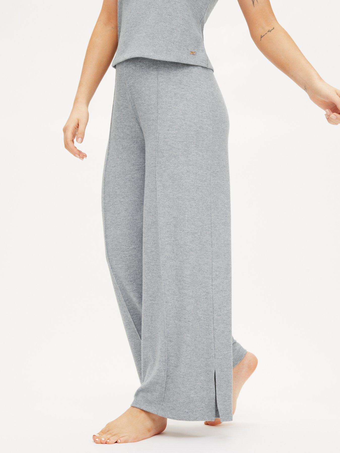 undefined Marie Brushed Wide Leg Trouser - Grey