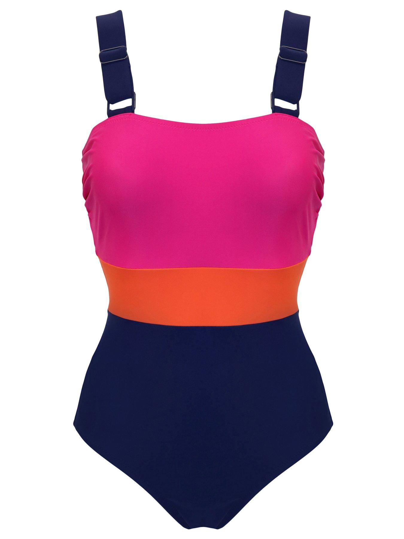  image of pour-moi-colour-block-tummy-control-swimsuit-multi