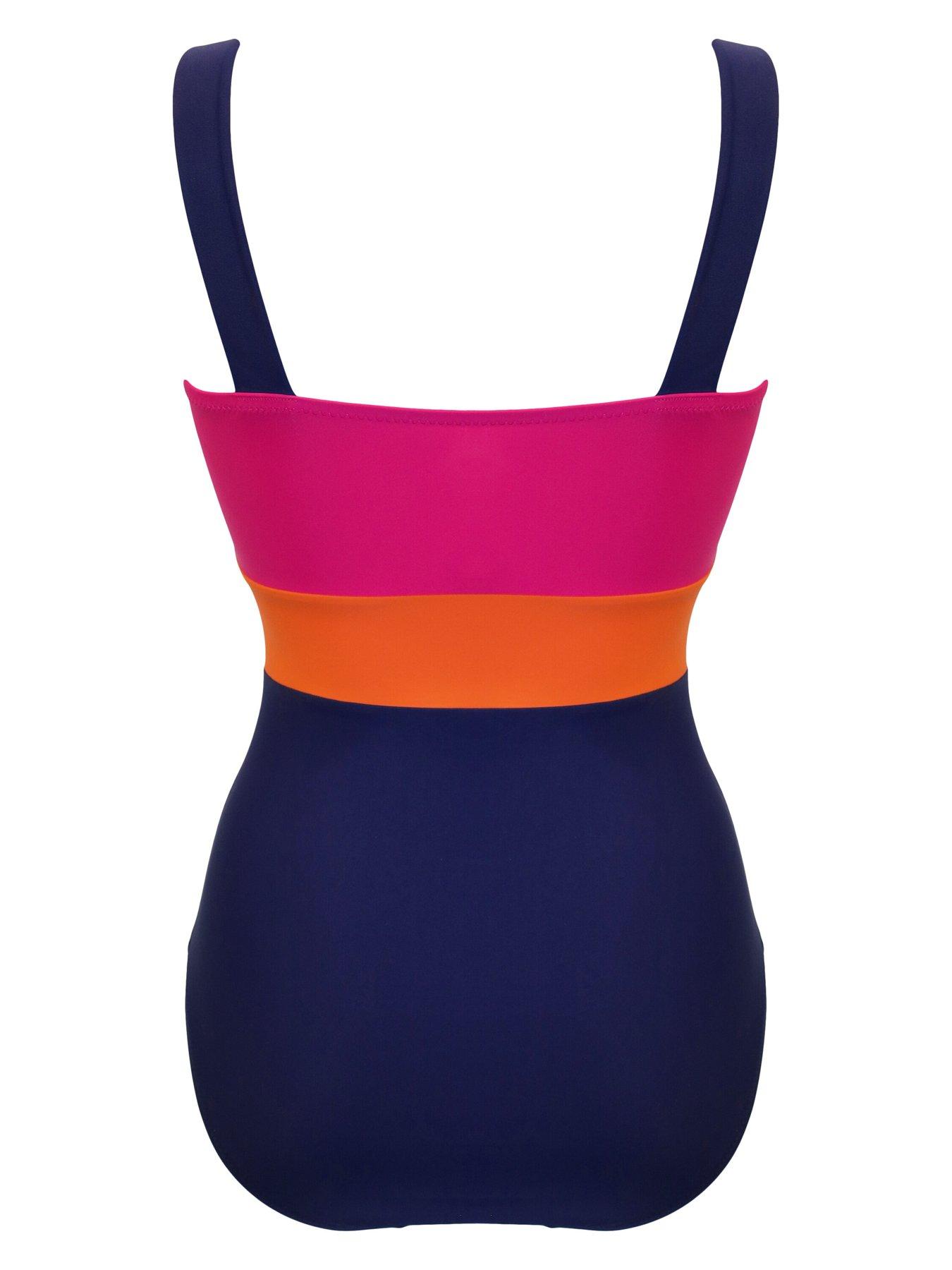  image of pour-moi-colour-block-tummy-control-swimsuit-multi
