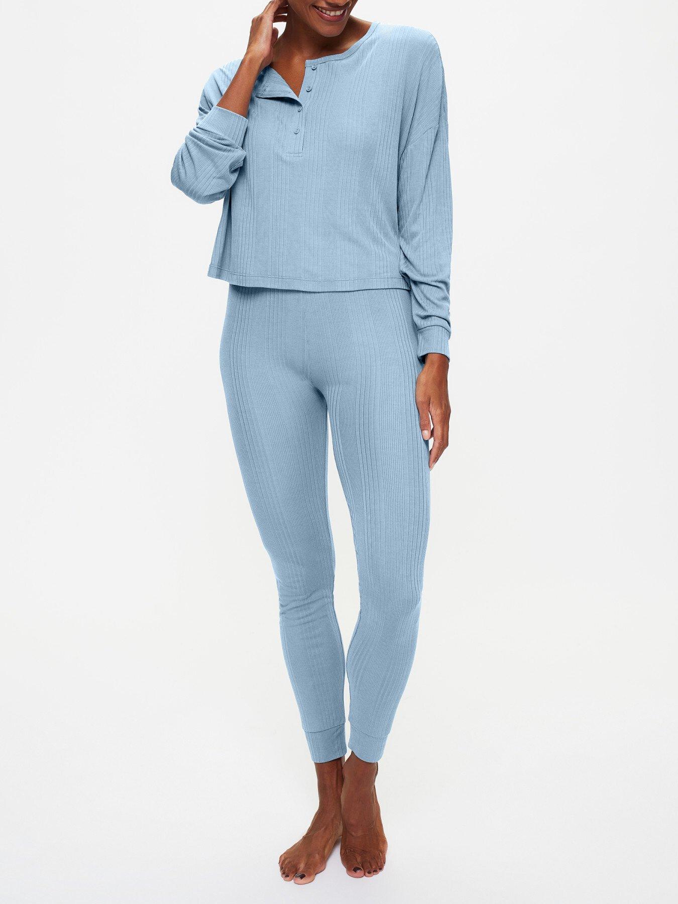 undefined Amelia Oversized Henley Top - Blue
