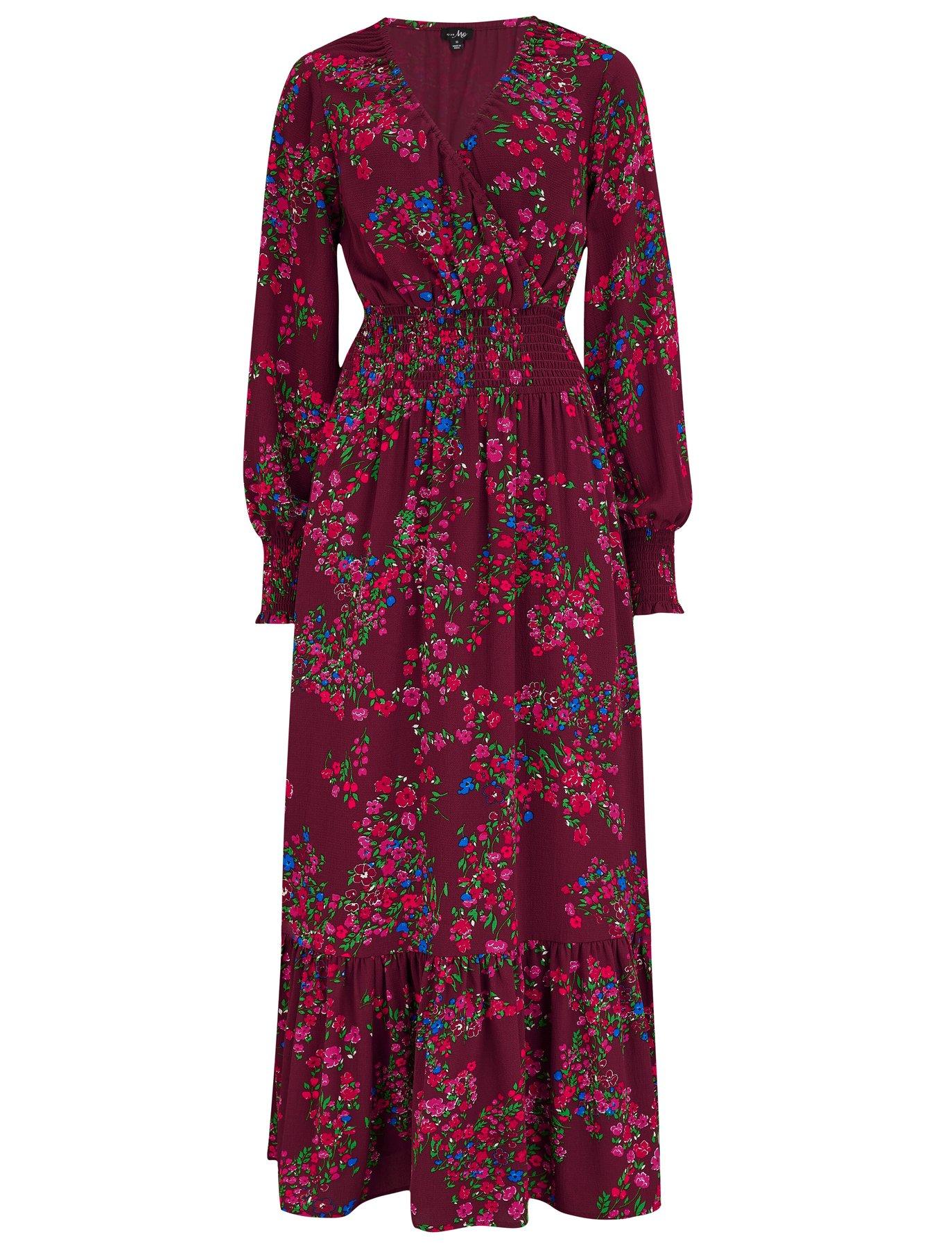  image of pour-moi-carmen-fuller-bust-woven-elasticated-neckline-long-sleeve-midaxi-dress-dark-purple