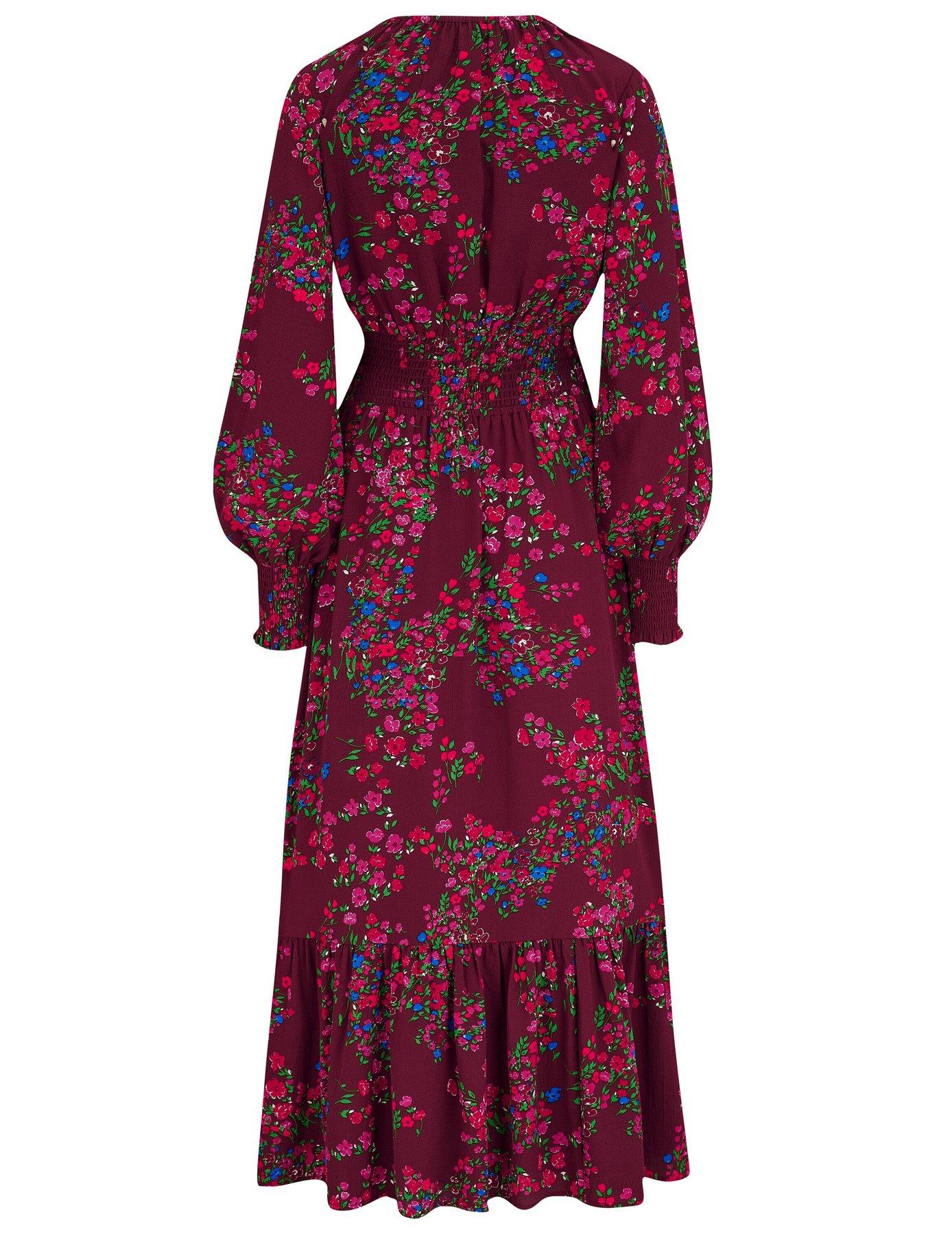  image of pour-moi-carmen-fuller-bust-woven-elasticated-neckline-long-sleeve-midaxi-dress-dark-purple