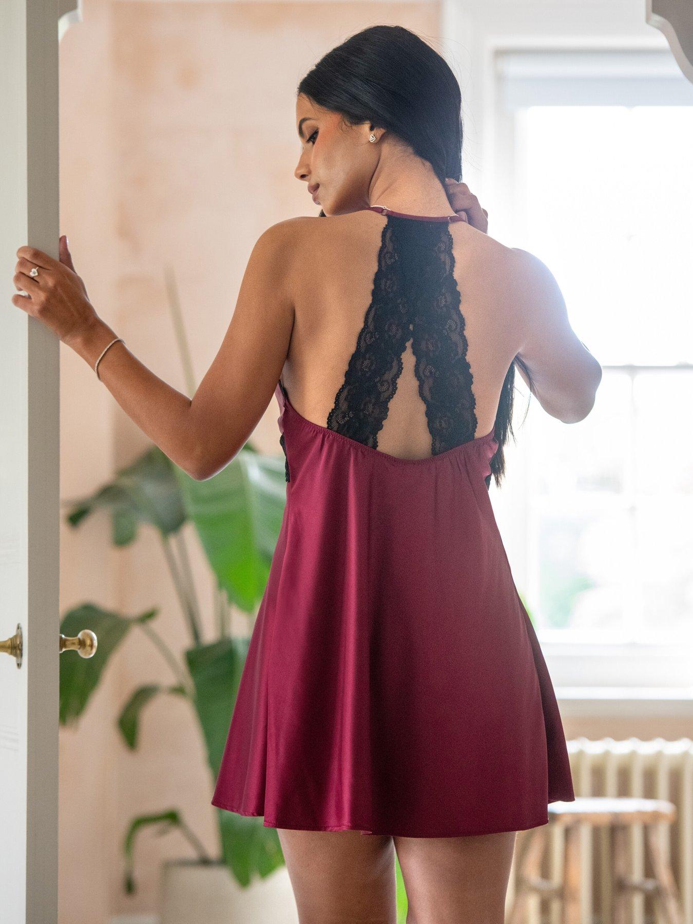  image of pour-moi-dusk-satin-lace-chemise