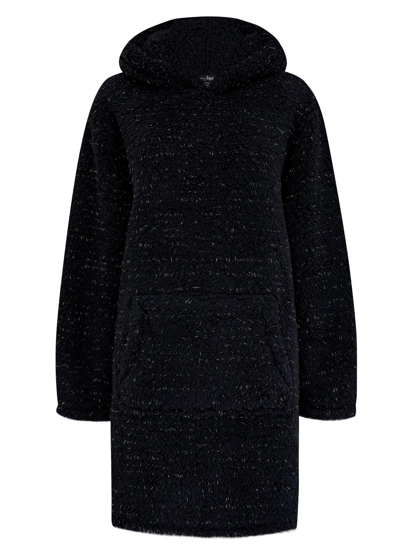 Image 3 of 4 of Pour Moi Metallic Cosy Fleece Oversized Lounge Hoodie - Black