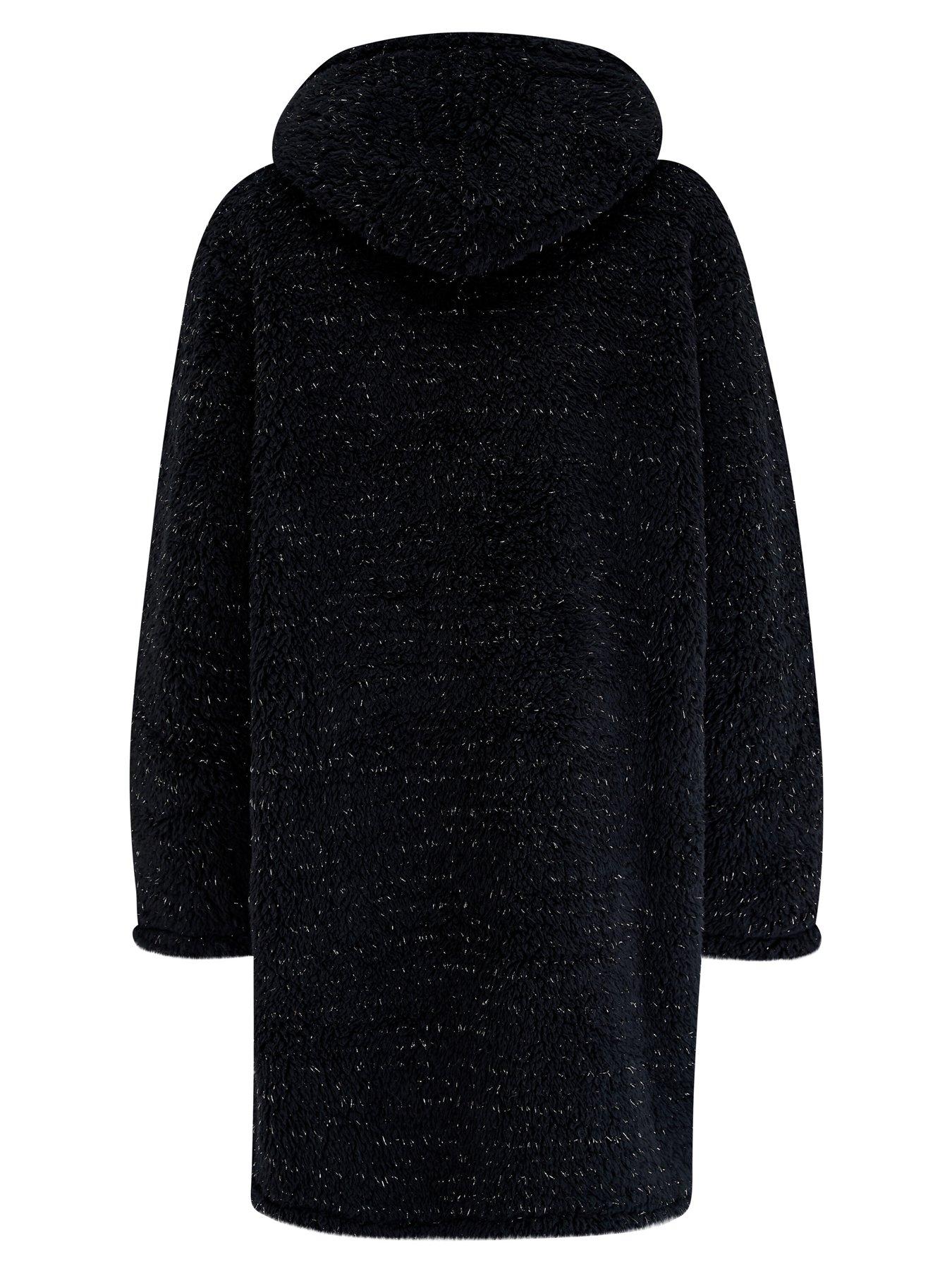 Image 4 of 4 of Pour Moi Metallic Cosy Fleece Oversized Lounge Hoodie - Black