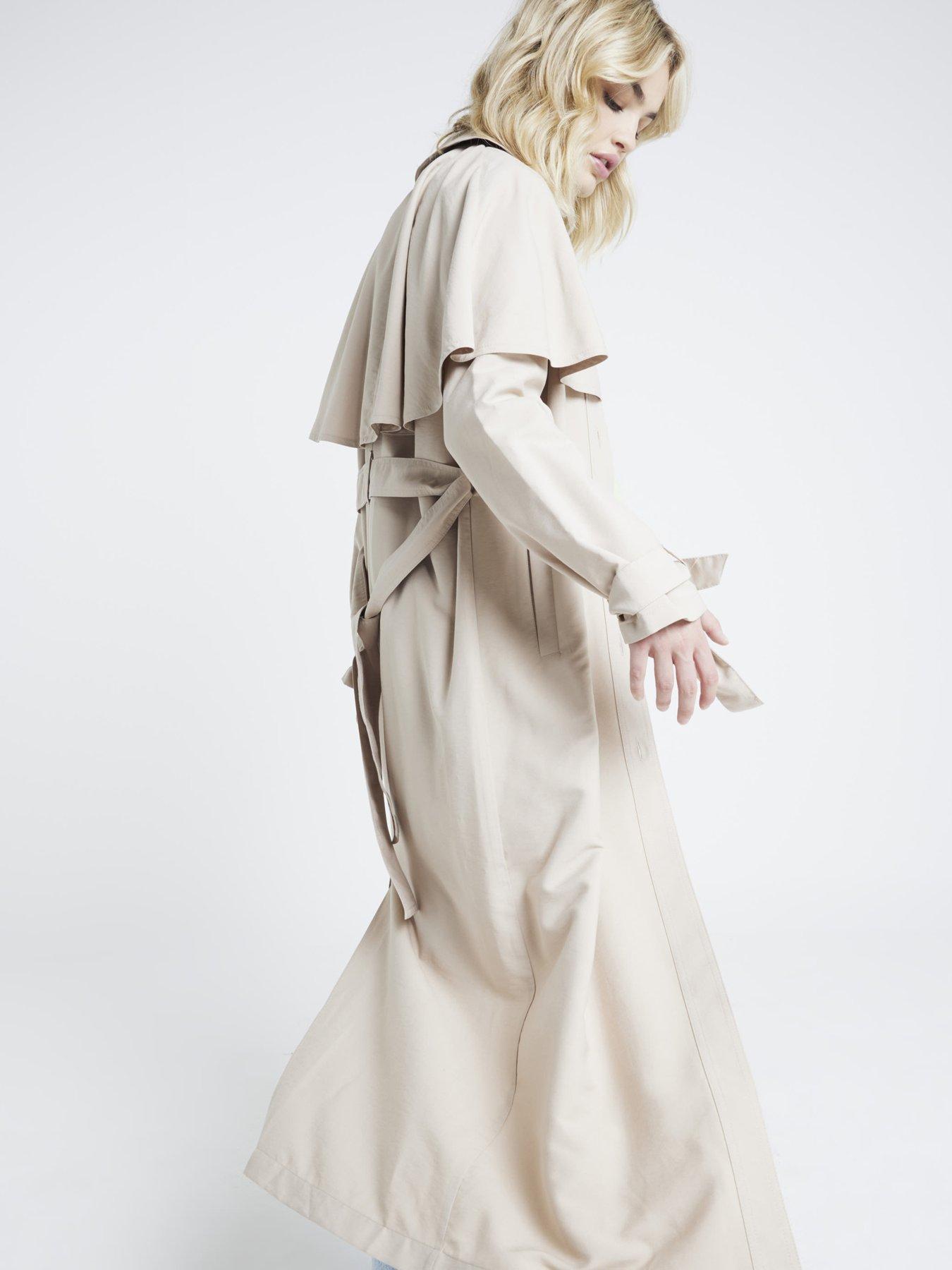 Image 2 of 4 of River Island Belted Longline Cape Trench Coat
