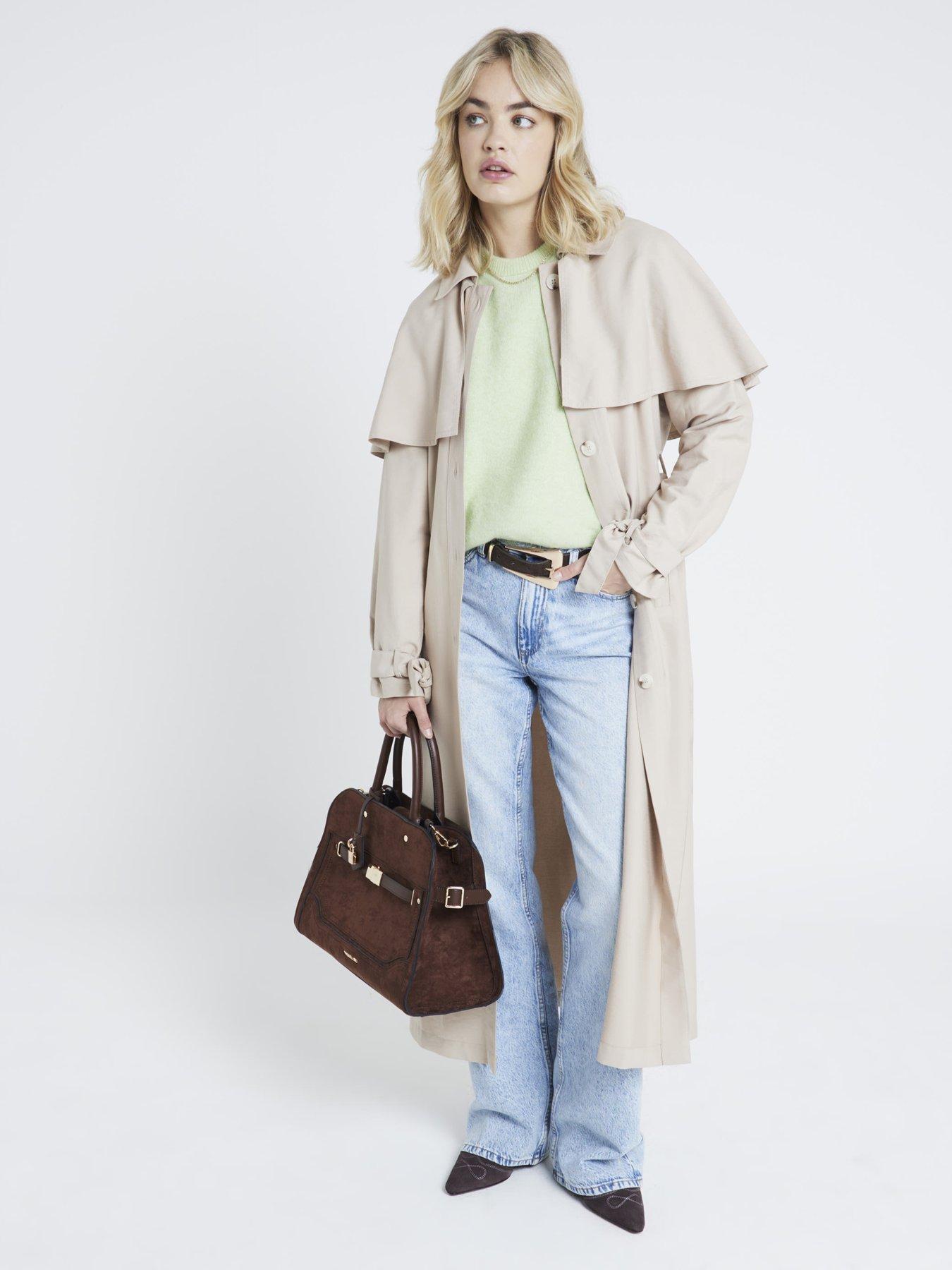 Image 3 of 4 of River Island Belted Longline Cape Trench Coat