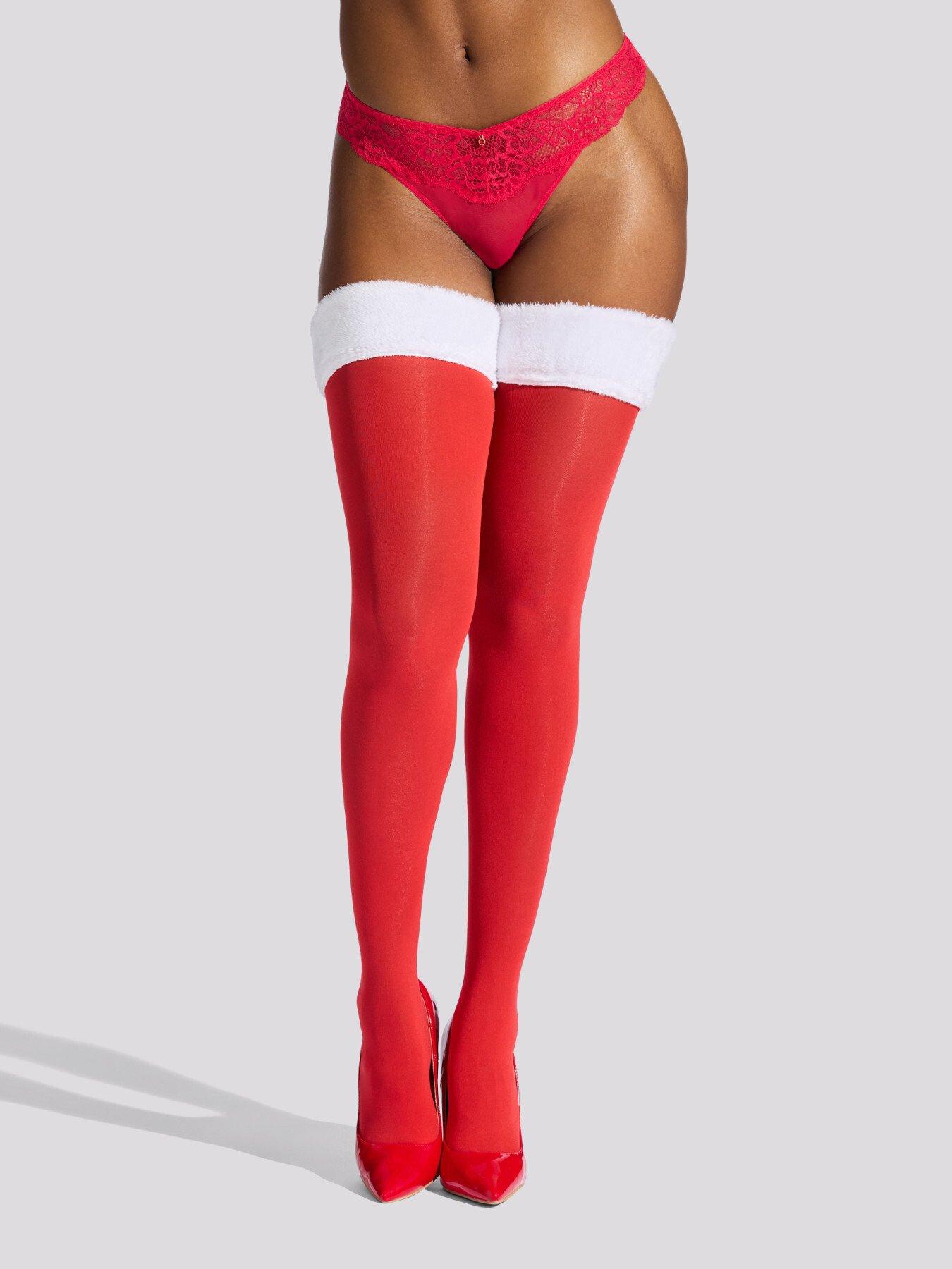 Ann Summers Fur Top Opaque Leg Hold Ups