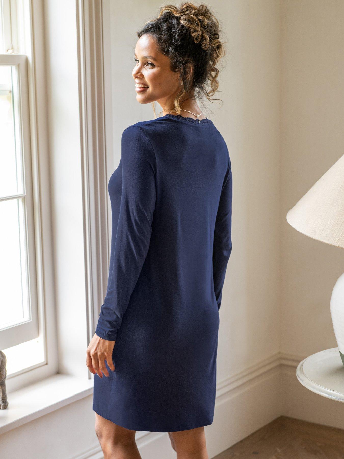 Image 2 of 4 of Pour Moi Sofa Loves Lace Long Sleeve V-Neck Hidden Support Nightdress