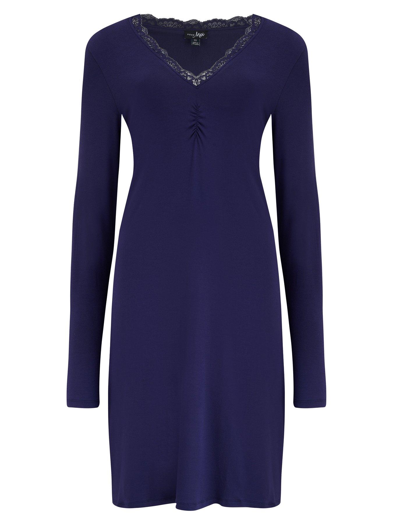 Image 3 of 4 of Pour Moi Sofa Loves Lace Long Sleeve V-Neck Hidden Support Nightdress