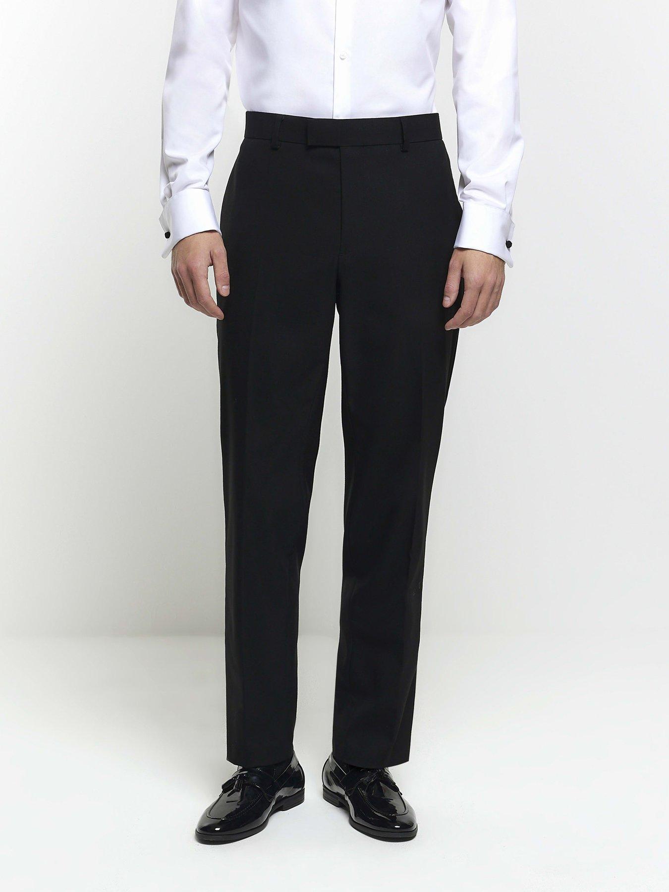 River Island Slim Fit Tuxedo Trousers - Black