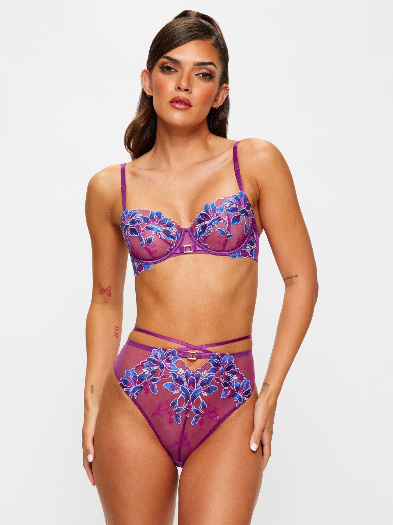 image of ann-summers-nocturnal-bloom-high-waist-brazilian-dark-purple