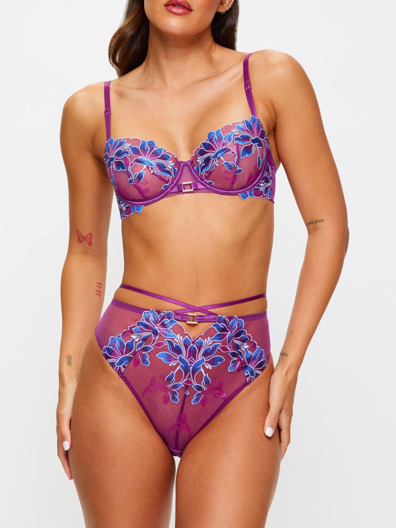  image of ann-summers-nocturnal-bloom-high-waist-brazilian-dark-purple