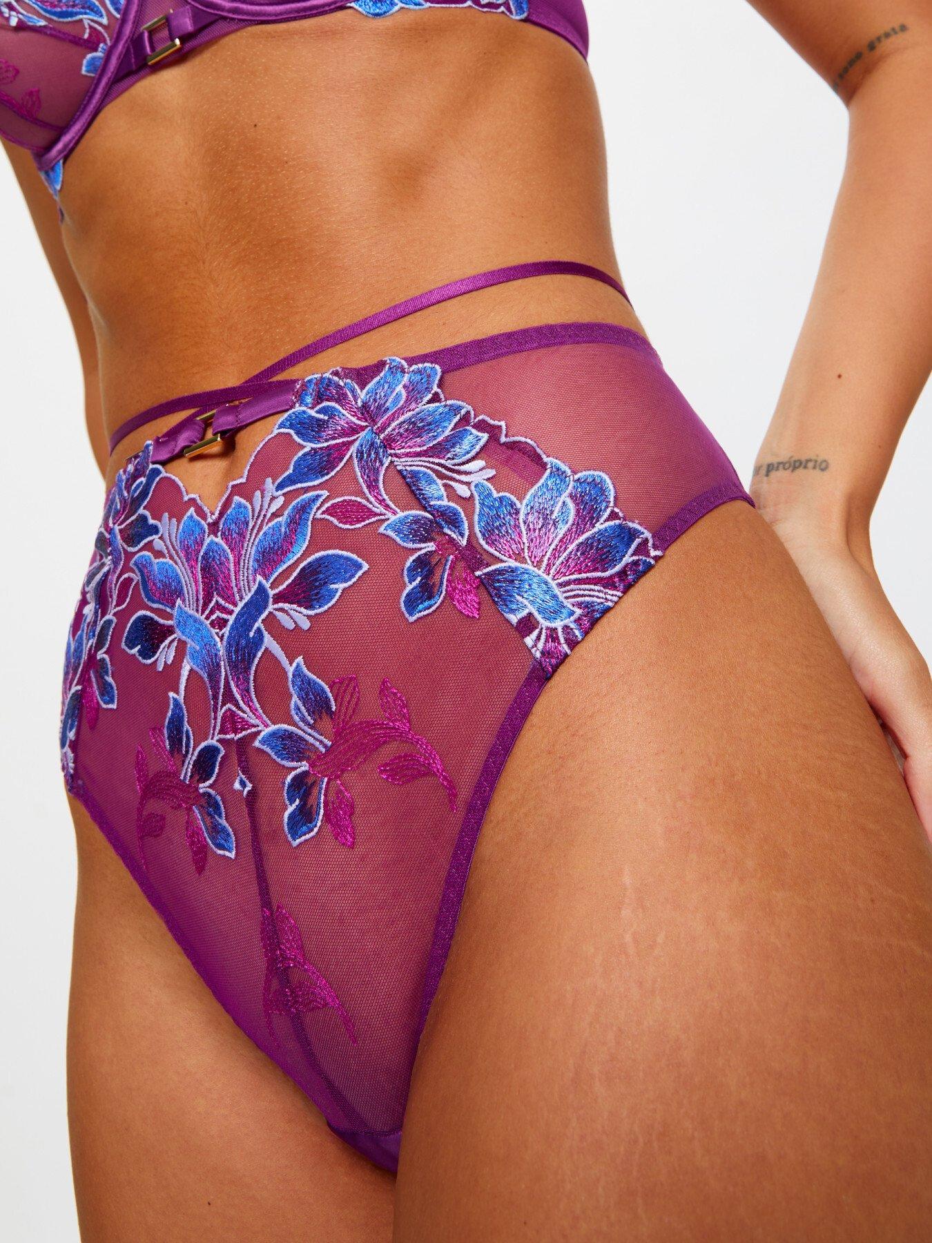  image of ann-summers-nocturnal-bloom-high-waist-brazilian-dark-purple