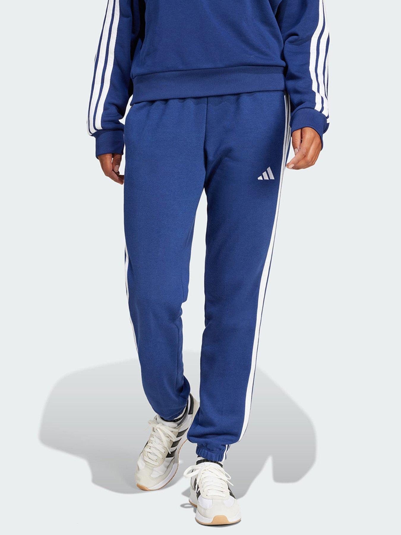 Image 1 of 5 of adidas Essentials 3-Stripes French Terry Cuffed Pants - Dark Blue
