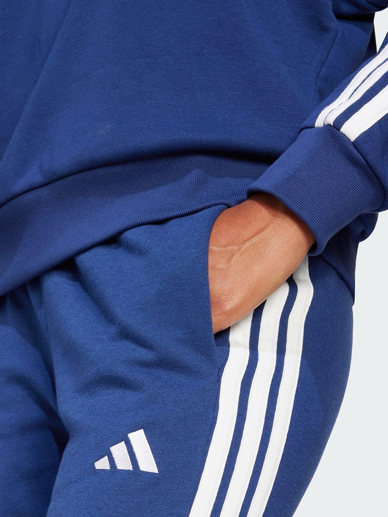Image 3 of 5 of adidas Essentials 3-Stripes French Terry Cuffed Pants - Dark Blue
