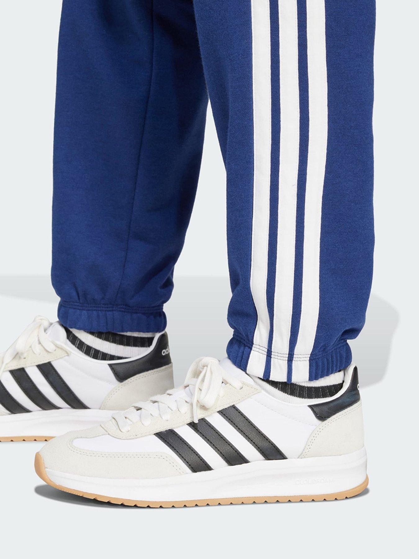 Image 4 of 5 of adidas Essentials 3-Stripes French Terry Cuffed Pants - Dark Blue