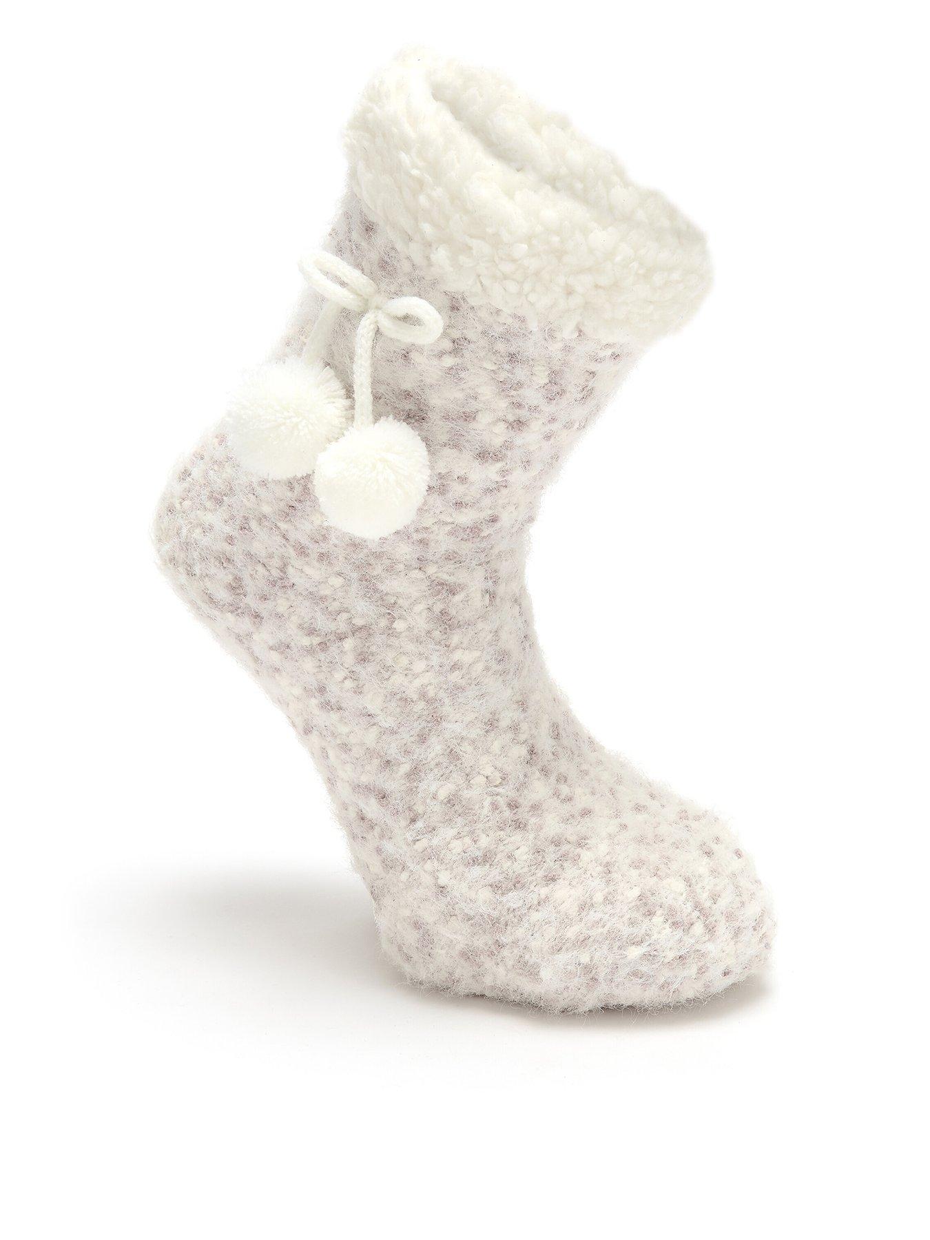 front image of pour-moi-cosy-popcorn-knit-lined-slipper-sock
