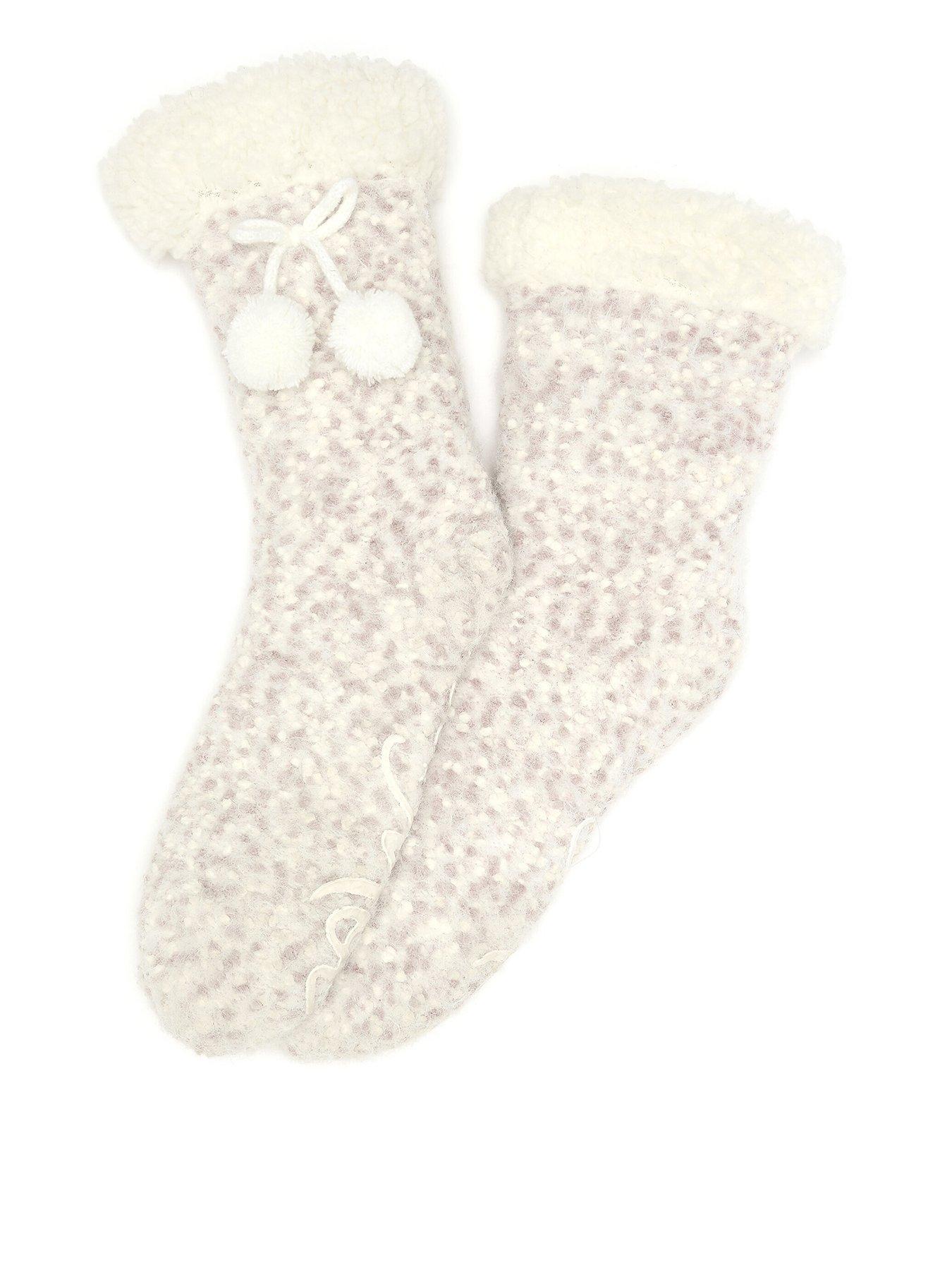 stillFront image of pour-moi-cosy-popcorn-knit-lined-slipper-sock