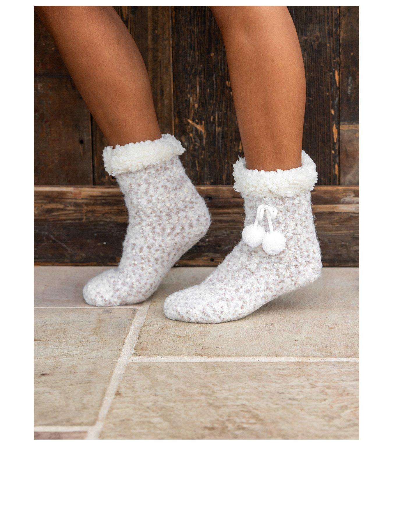  image of pour-moi-cosy-popcorn-knit-lined-slipper-sock