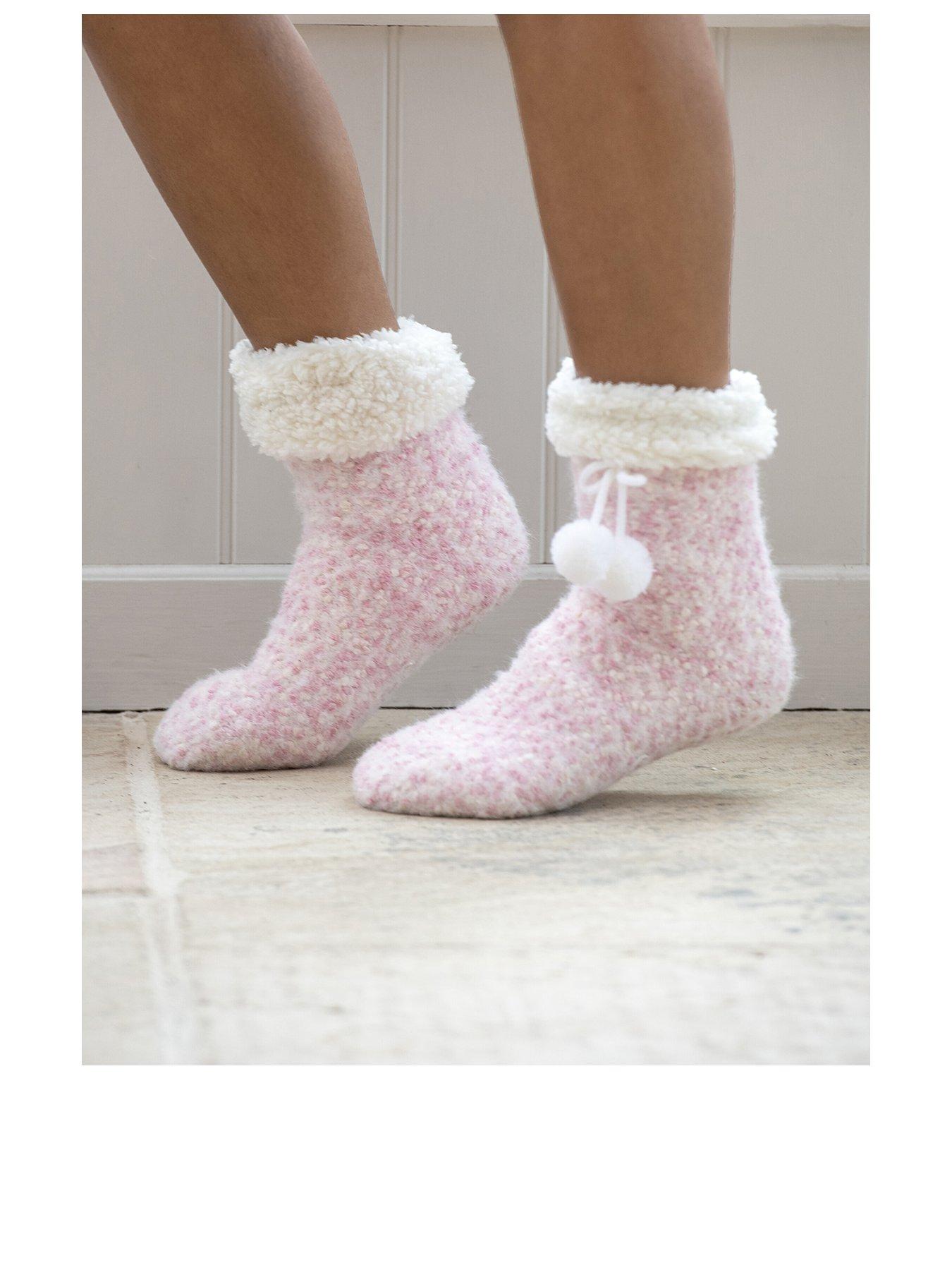  image of pour-moi-cosy-popcorn-knit-lined-slipper-sock