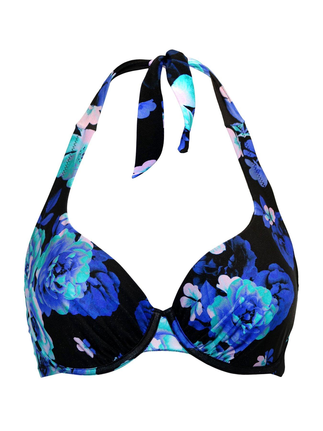 Image 3 of 4 of Pour Moi Portofino Halter Underwired Bikini Top - Black/Multi