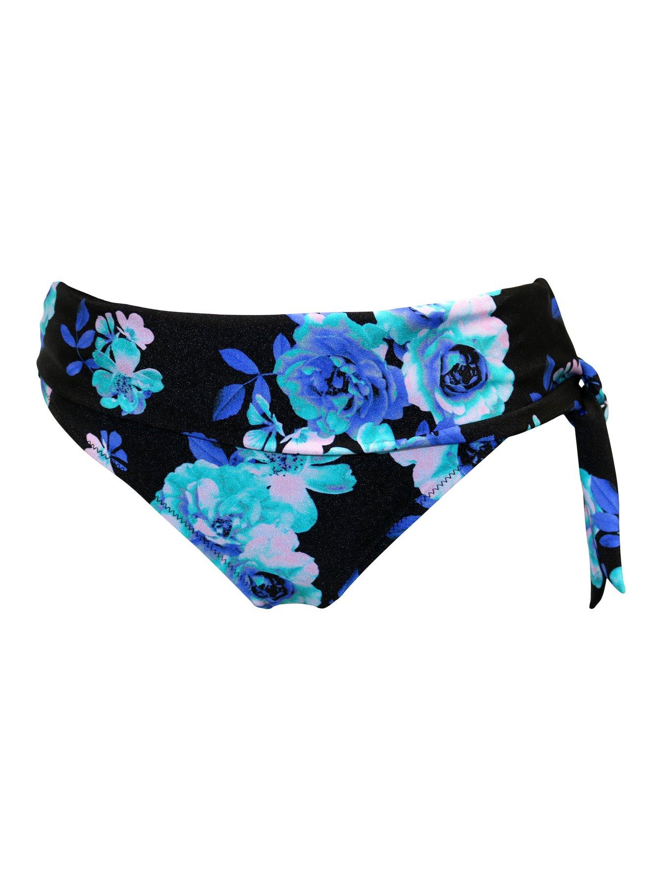 Image 3 of 4 of Pour Moi Portofino Tie Fold Over Bikini Brief - Black/Multi
