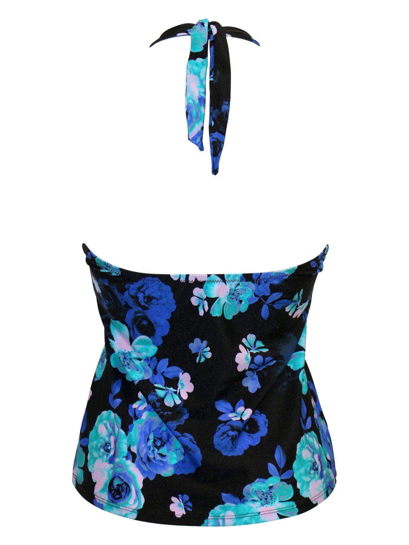Image 4 of 4 of Pour Moi Portofino Underwired Halter Tankini Top - Black/Multi