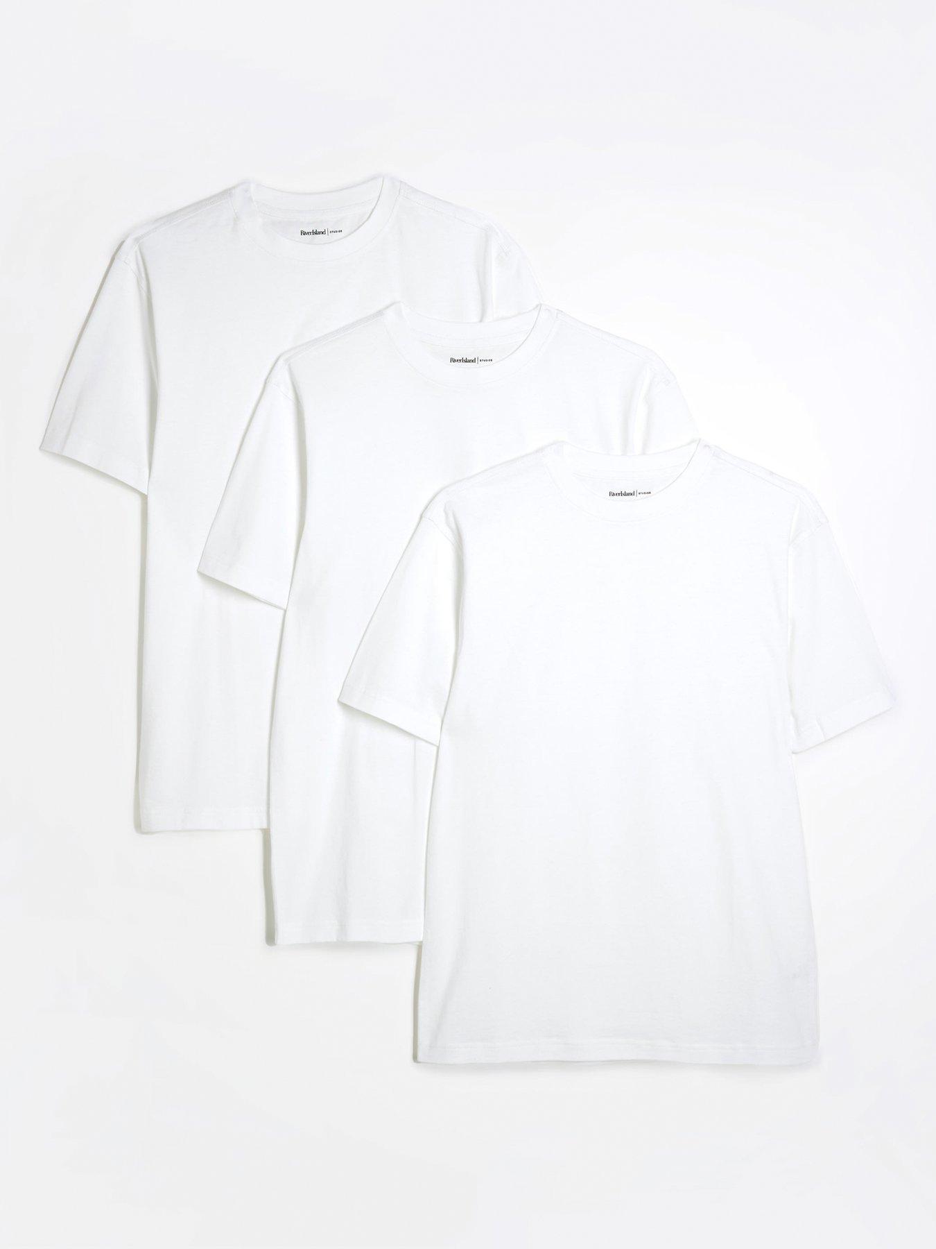 River Island 3-Pack of Short Sleeve Slim Fit T-Shirts - White