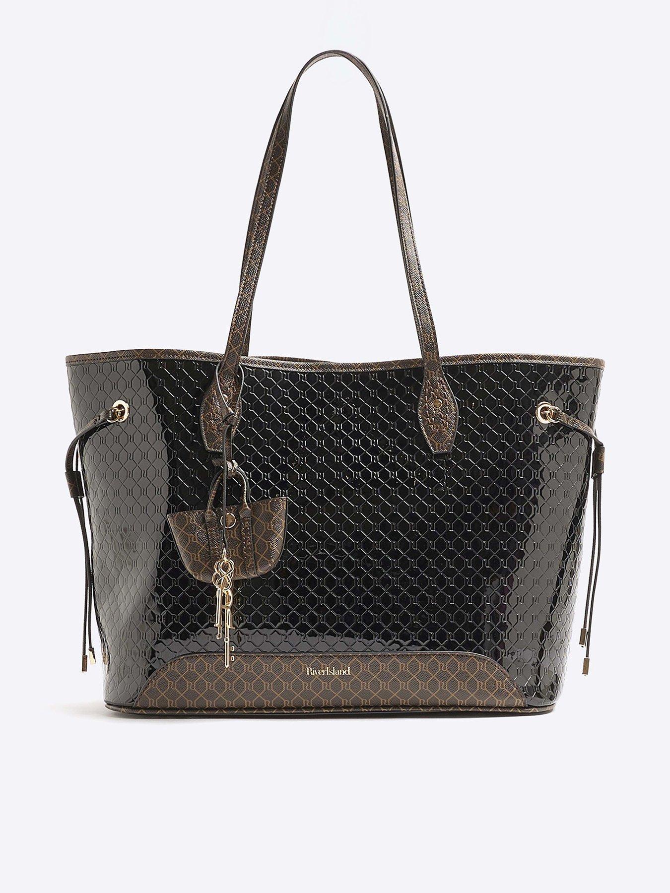 undefined Embossed Ri Monogram Shopper Bag