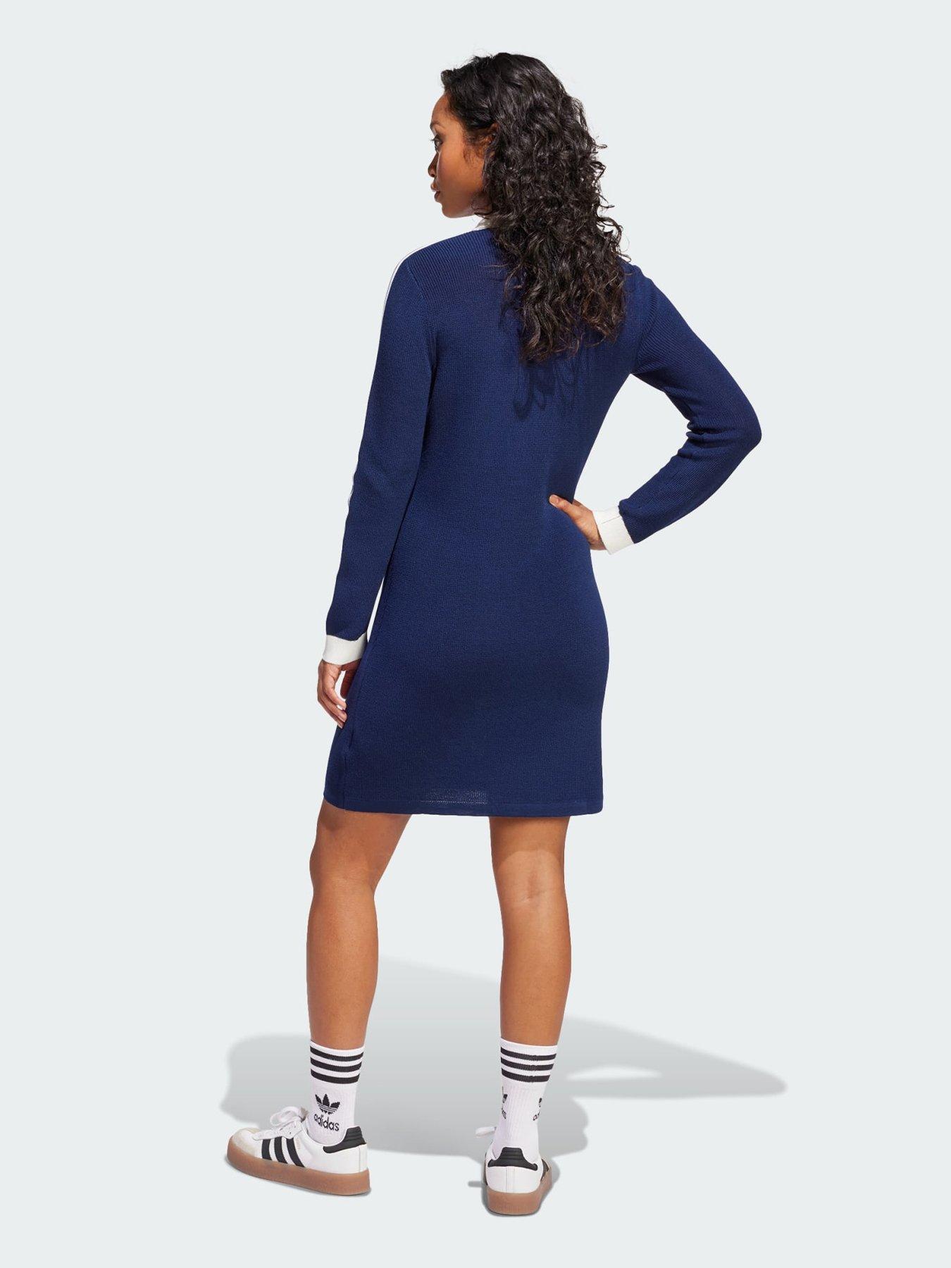  image of adidas-originals-knitted-polo-dress-dark-blue