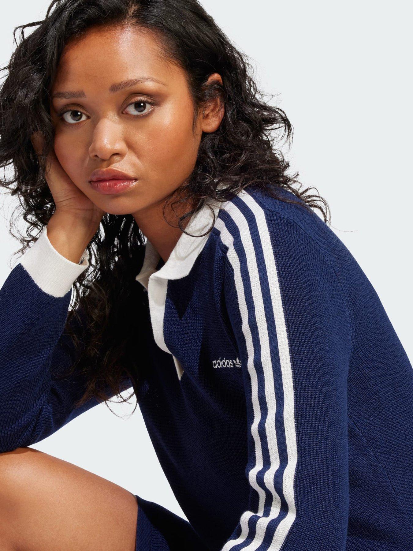  image of adidas-originals-knitted-polo-dress-dark-blue