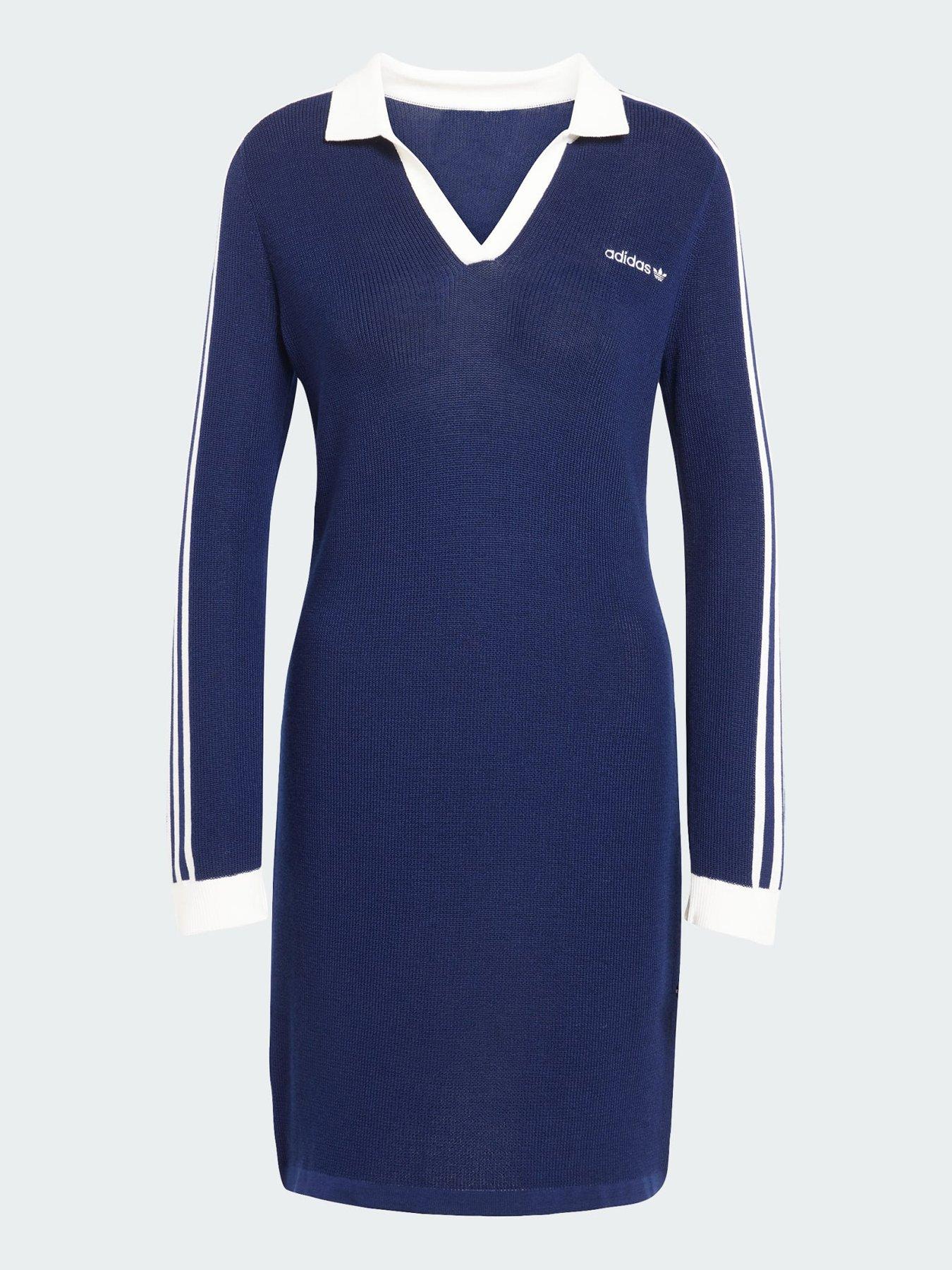  image of adidas-originals-knitted-polo-dress-dark-blue