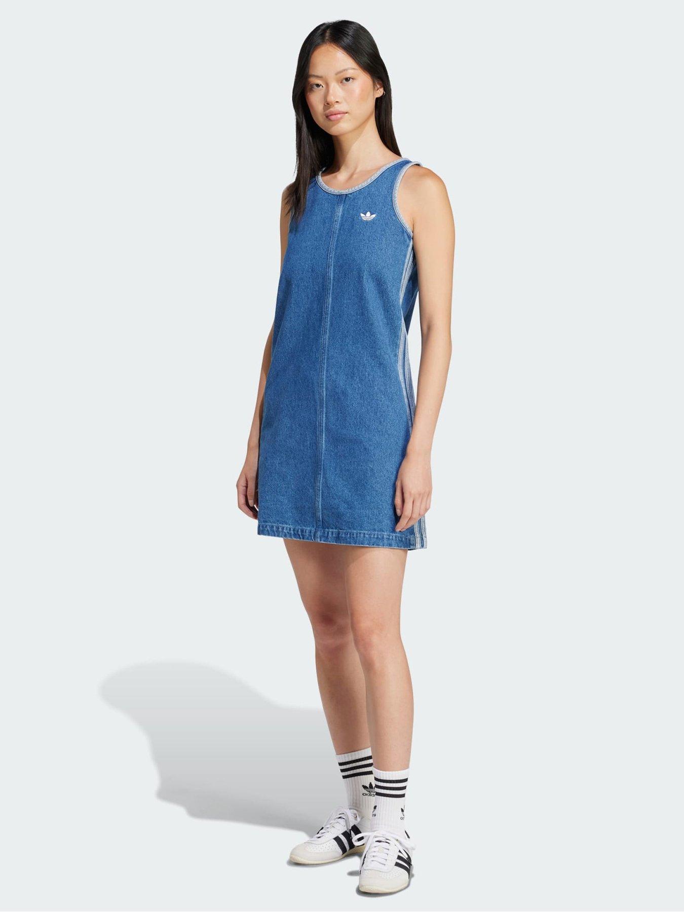  image of adidas-originals-adicolor-denim-3-stripes-tank-dress