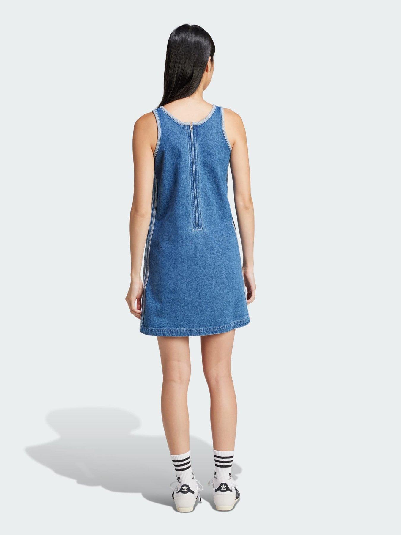  image of adidas-originals-adicolor-denim-3-stripes-tank-dress