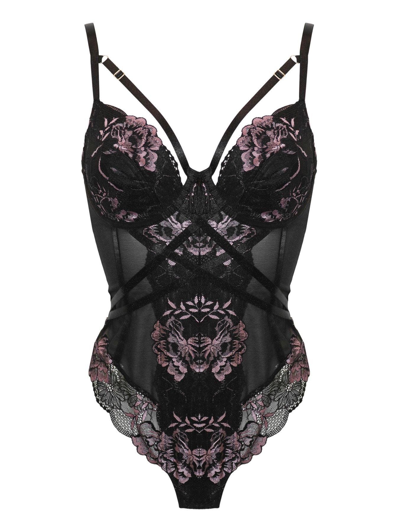 Image 3 of 4 of Pour Moi After Hours Underwired Thong Back Body - Black/Multi
